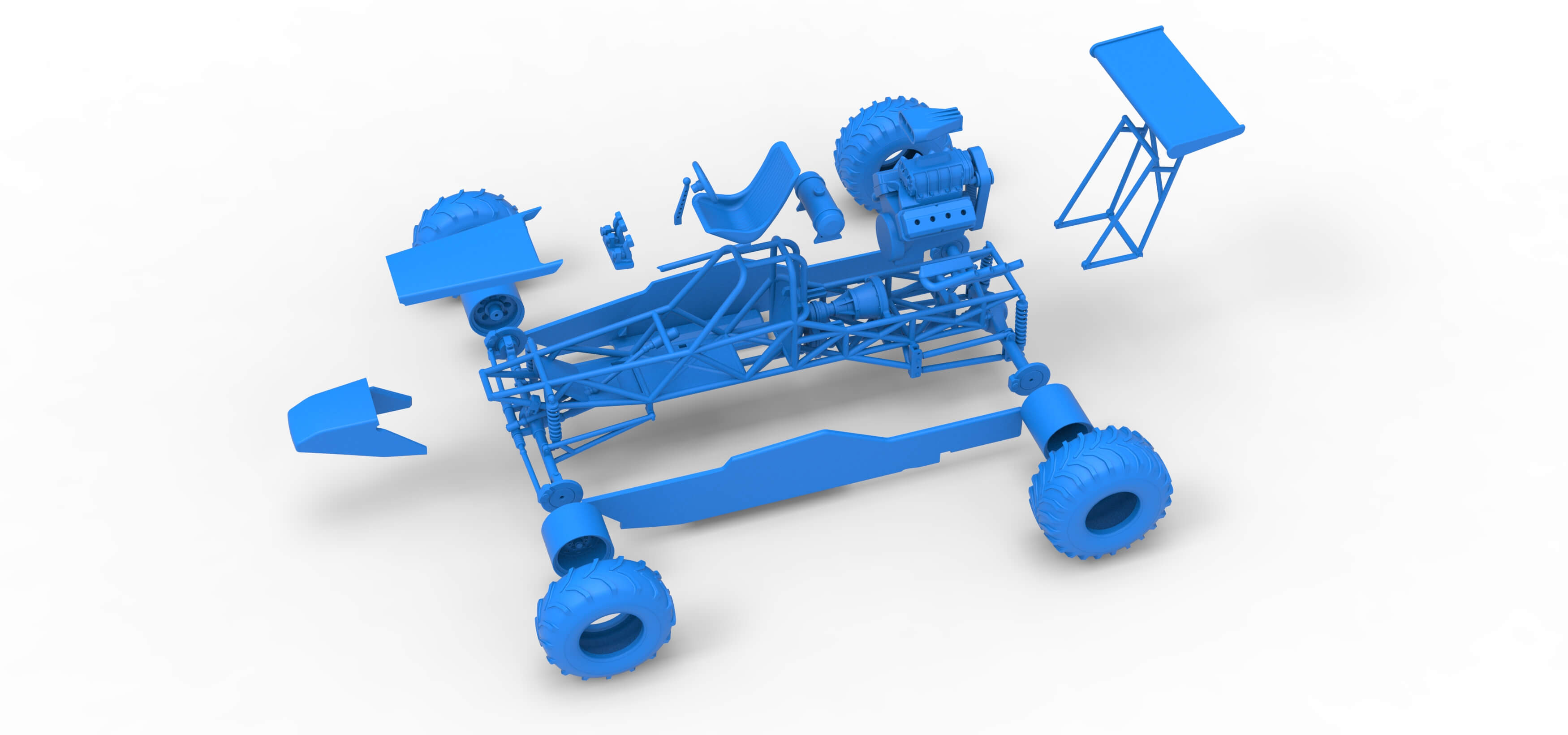 Vintage Mud Dragster Scale 1:25 3D Model