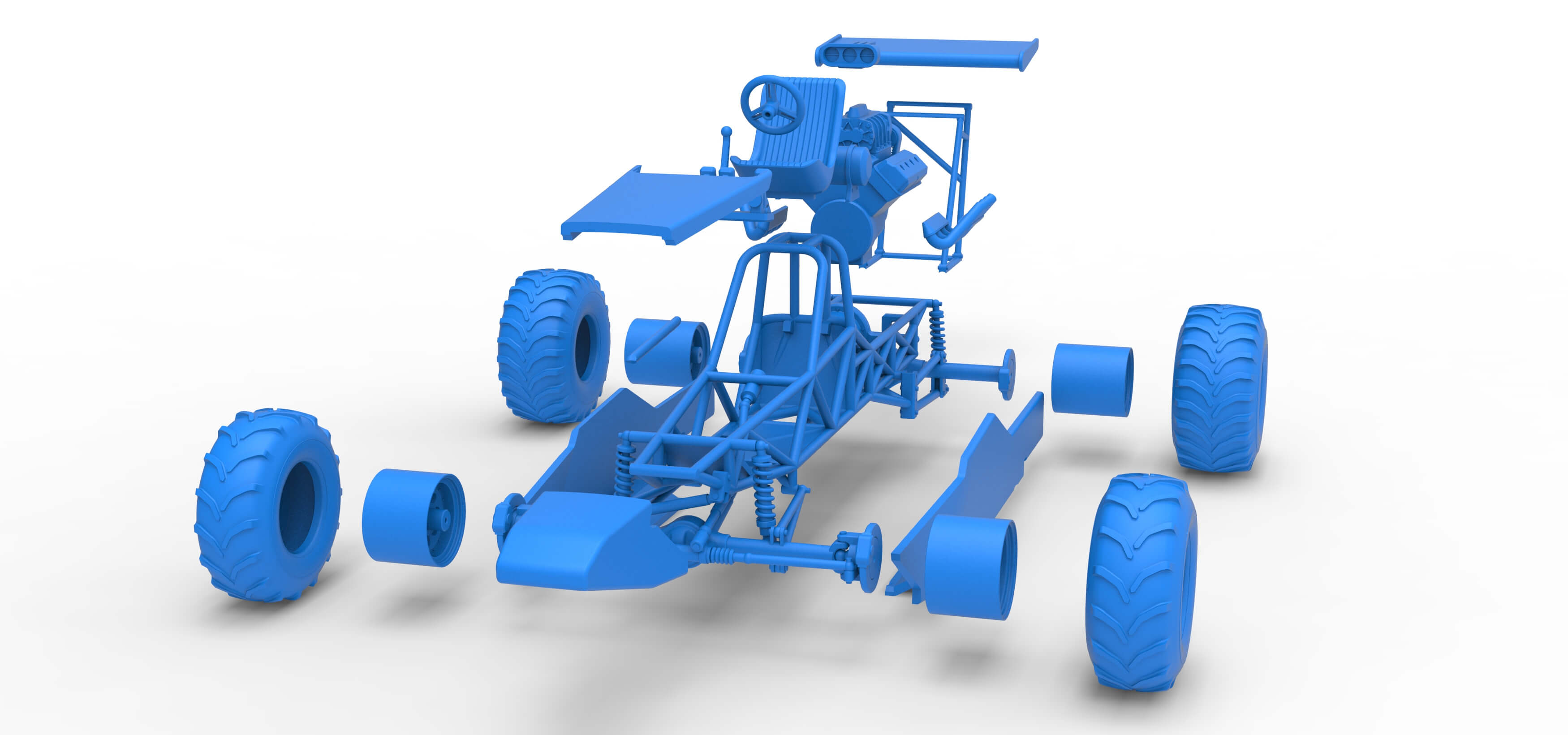 Vintage Mud Dragster Scale 1:25 3D Model