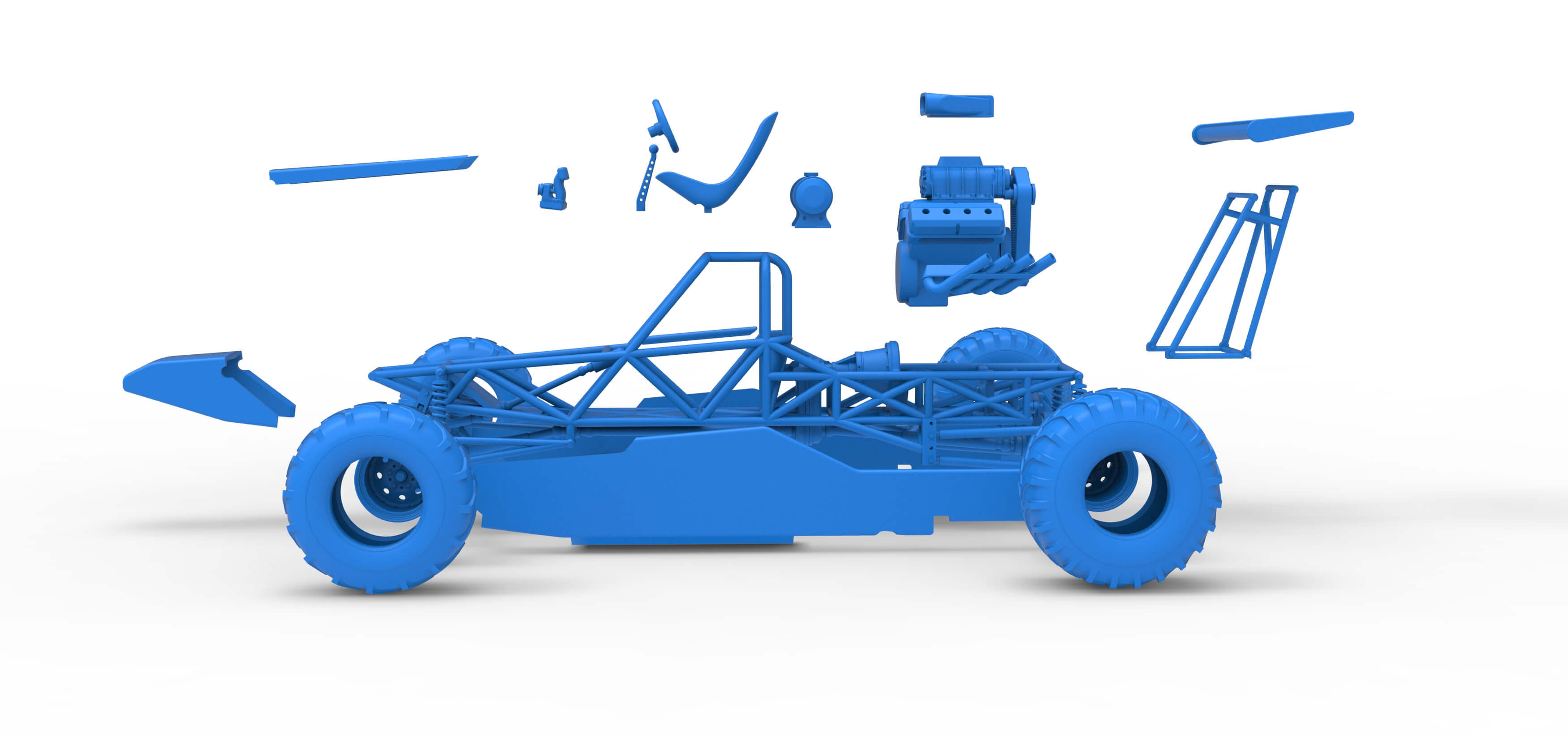 Vintage Mud Dragster Scale 1:25 3D Model