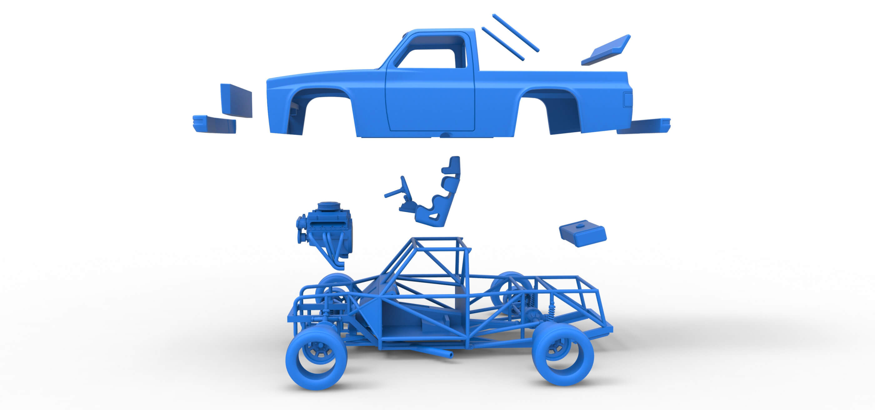Vintage Nascar Race Truck 1:25 3D Model