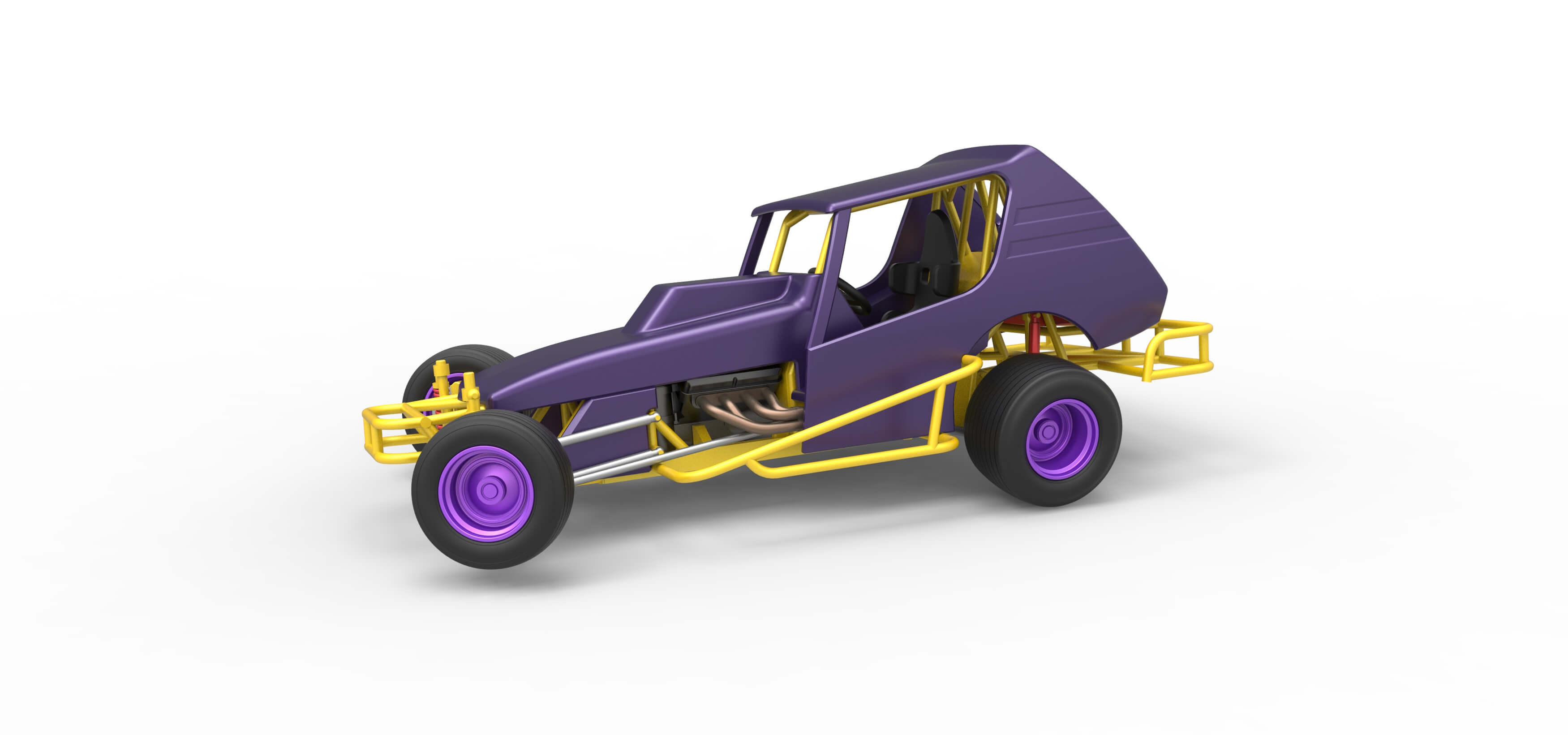 Vintage NE Dirt Modified Stock Car While Turning 1:25 3D Model