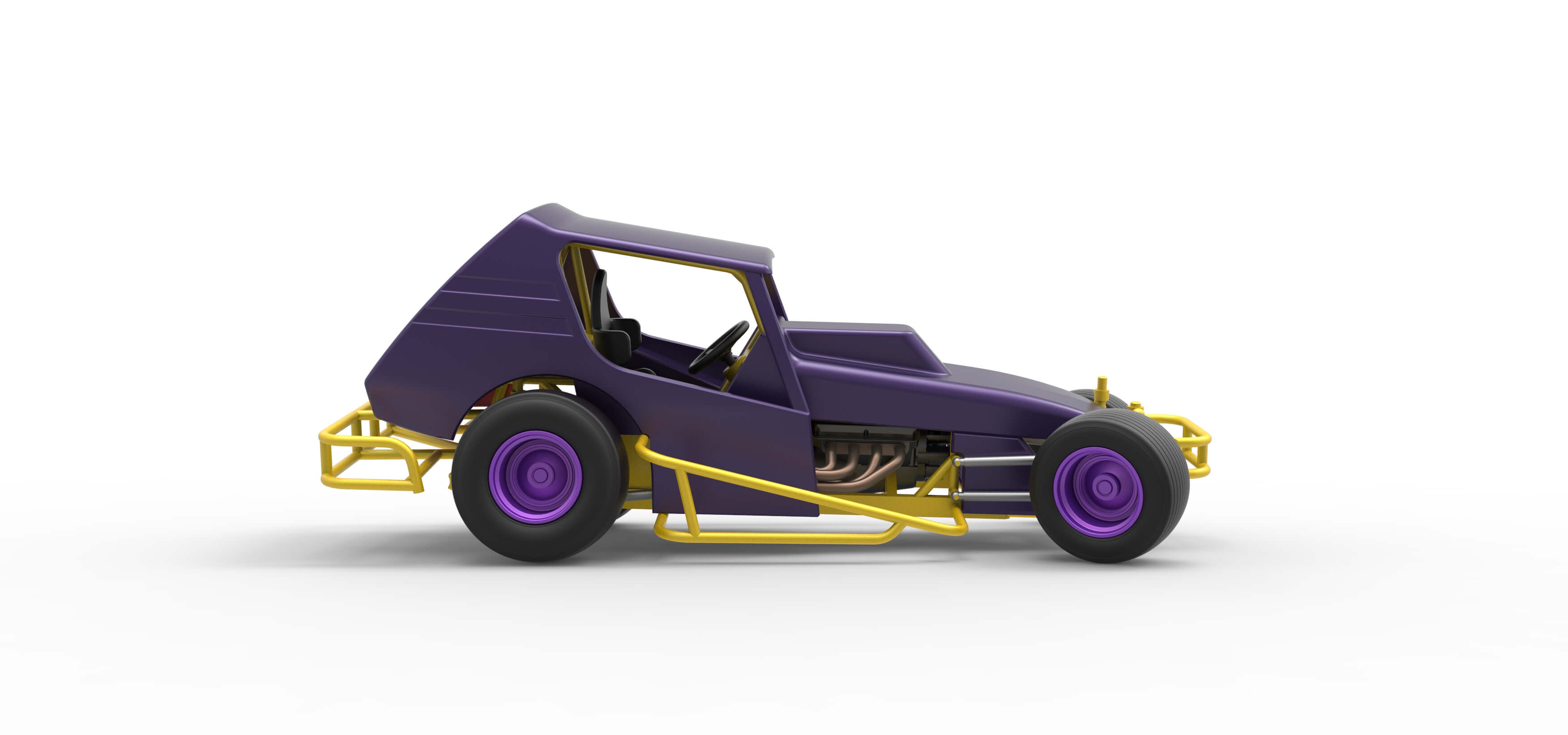 Vintage NE Dirt Modified Stock Car While Turning 1:25 3D Model