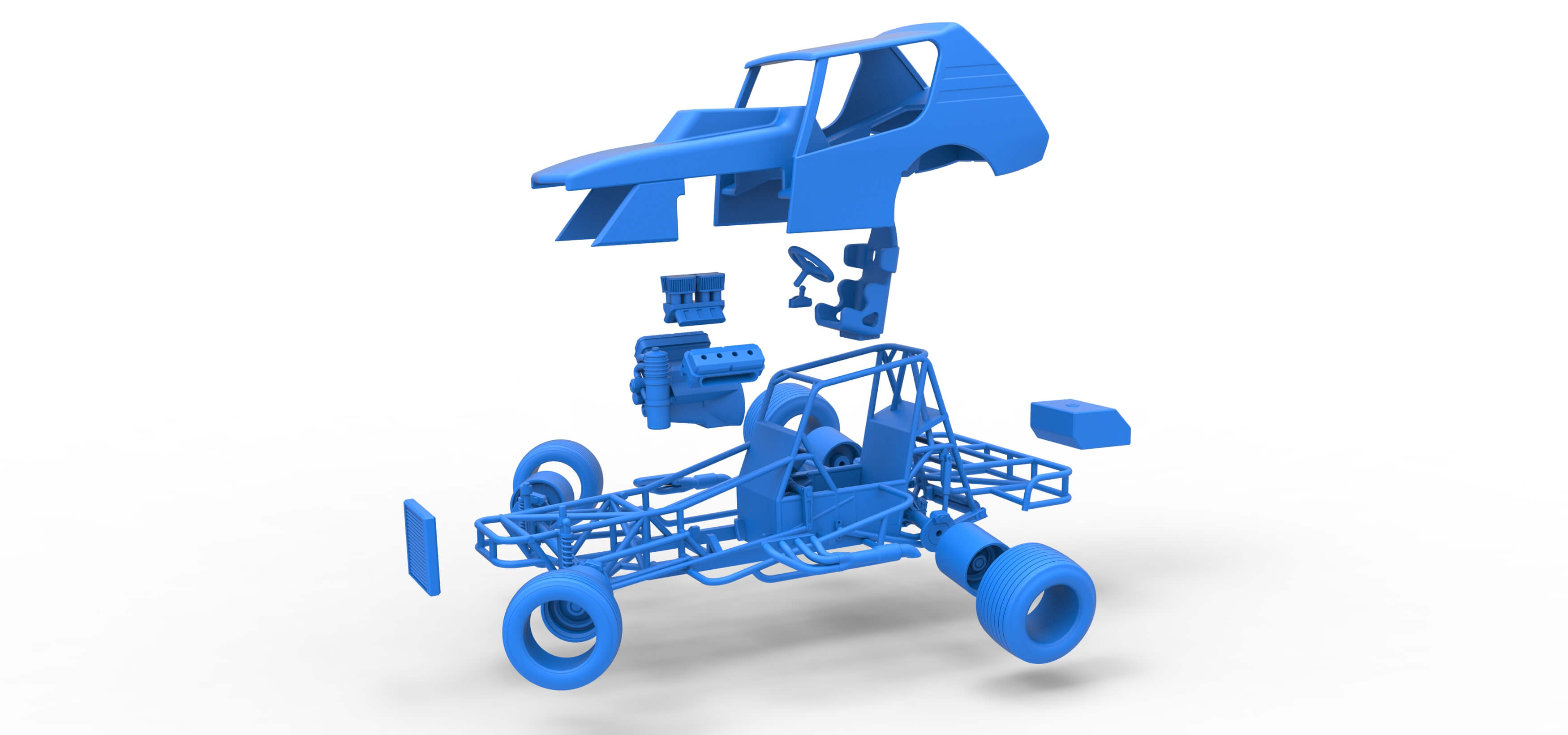 Vintage NE Dirt Modified Stock Car While Turning 1:25 3D Model