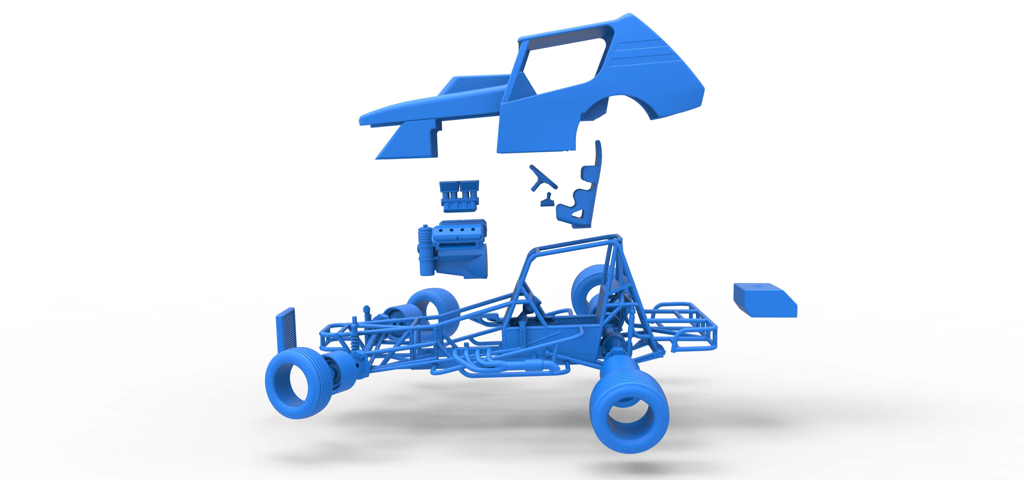 Vintage NE Dirt Modified Stock Car While Turning 1:25 3D Model