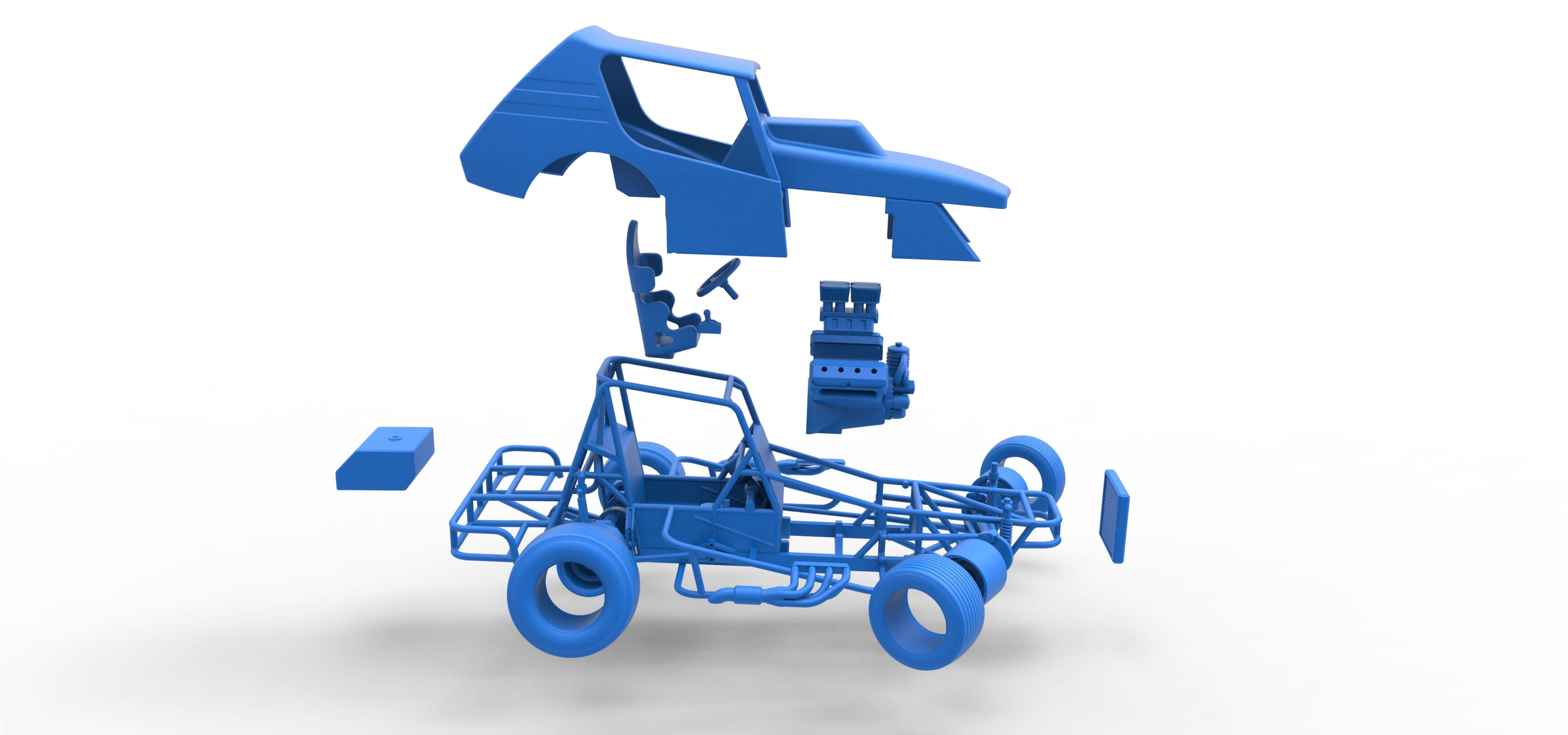 Vintage NE Dirt Modified Stock Car While Turning 1:25 3D Model