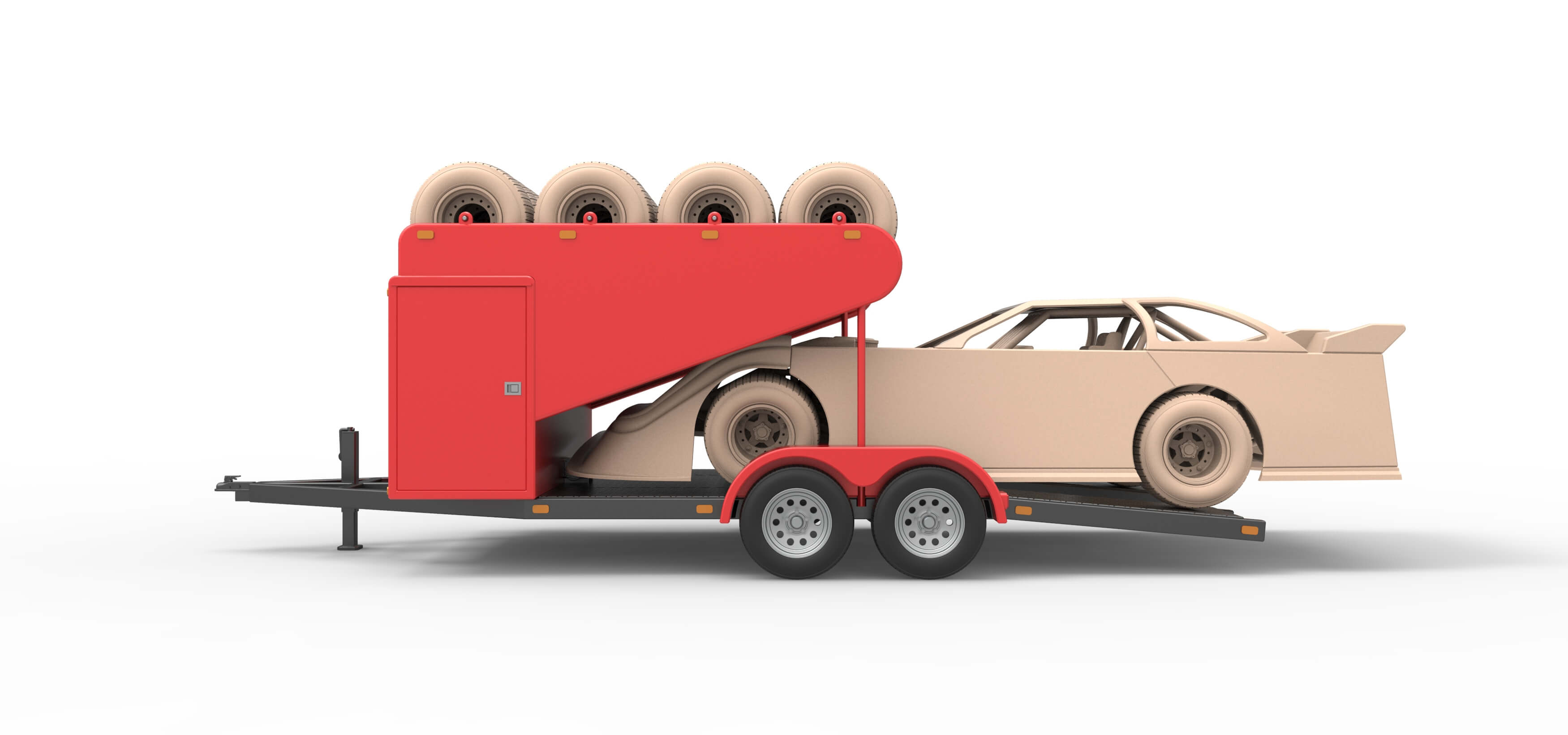 Vintage Open Trailer for Race Car 1:25 3D Model