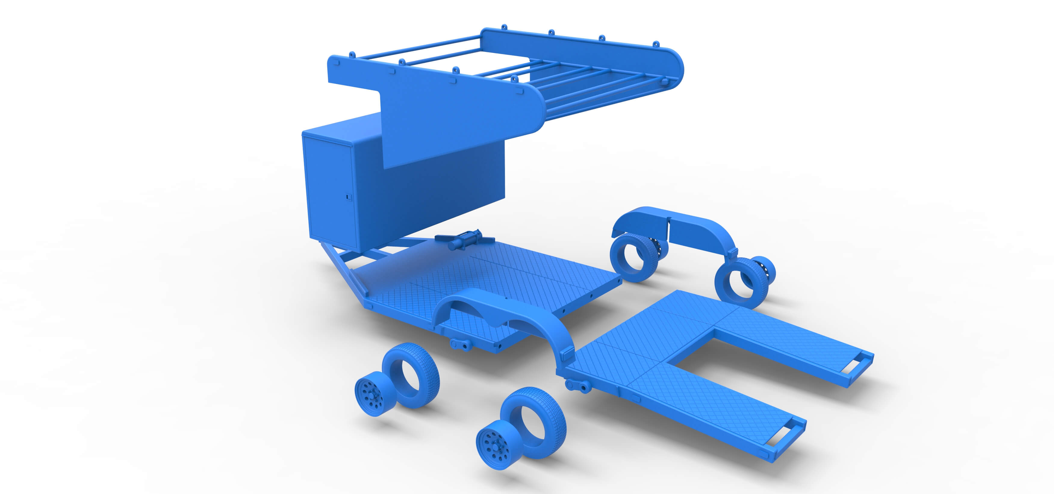 Vintage Open Trailer for Race Car 1:25 3D Model