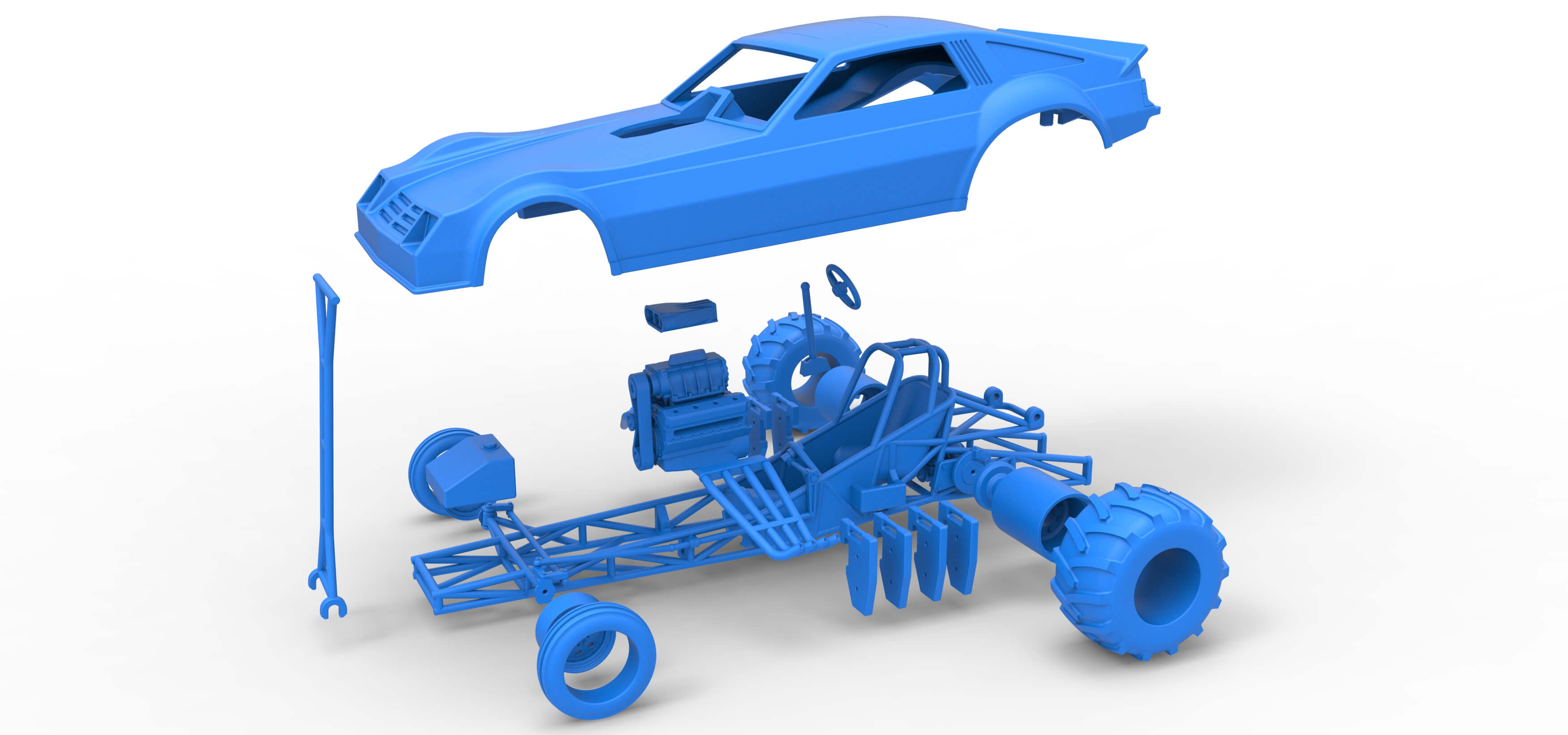 Vintage Pulling Funny Car Scale 1:25 3D Model