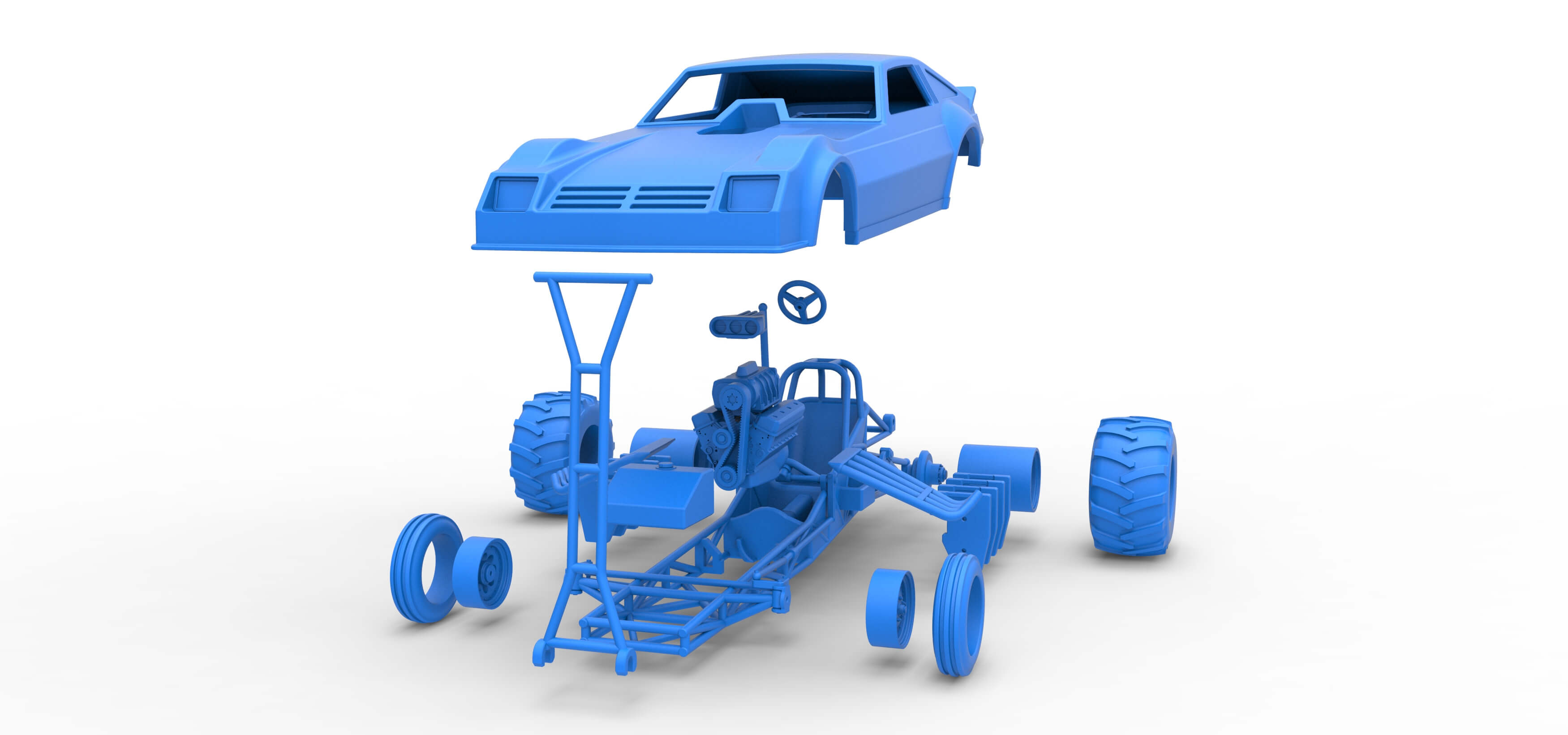 Vintage Pulling Funny Car Scale 1:25 3D Model