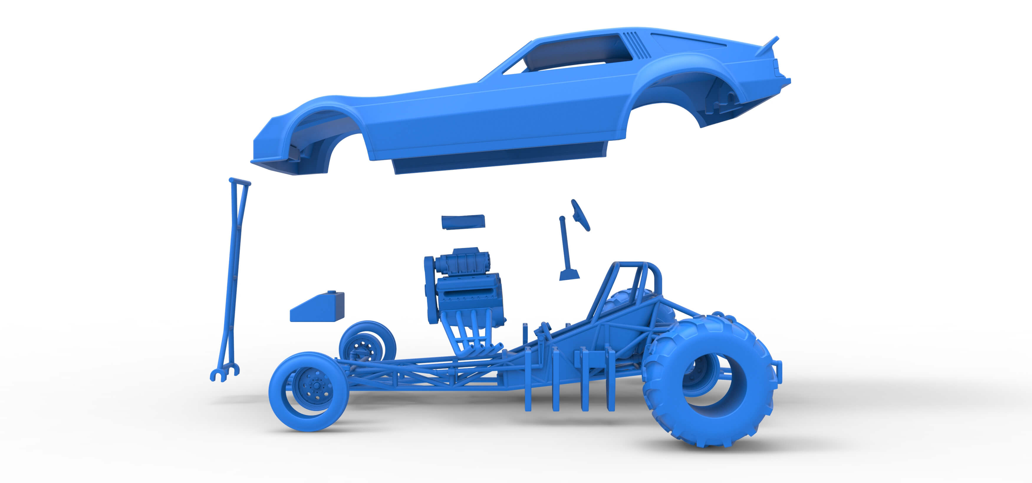 Vintage Pulling Funny Car Scale 1:25 3D Model