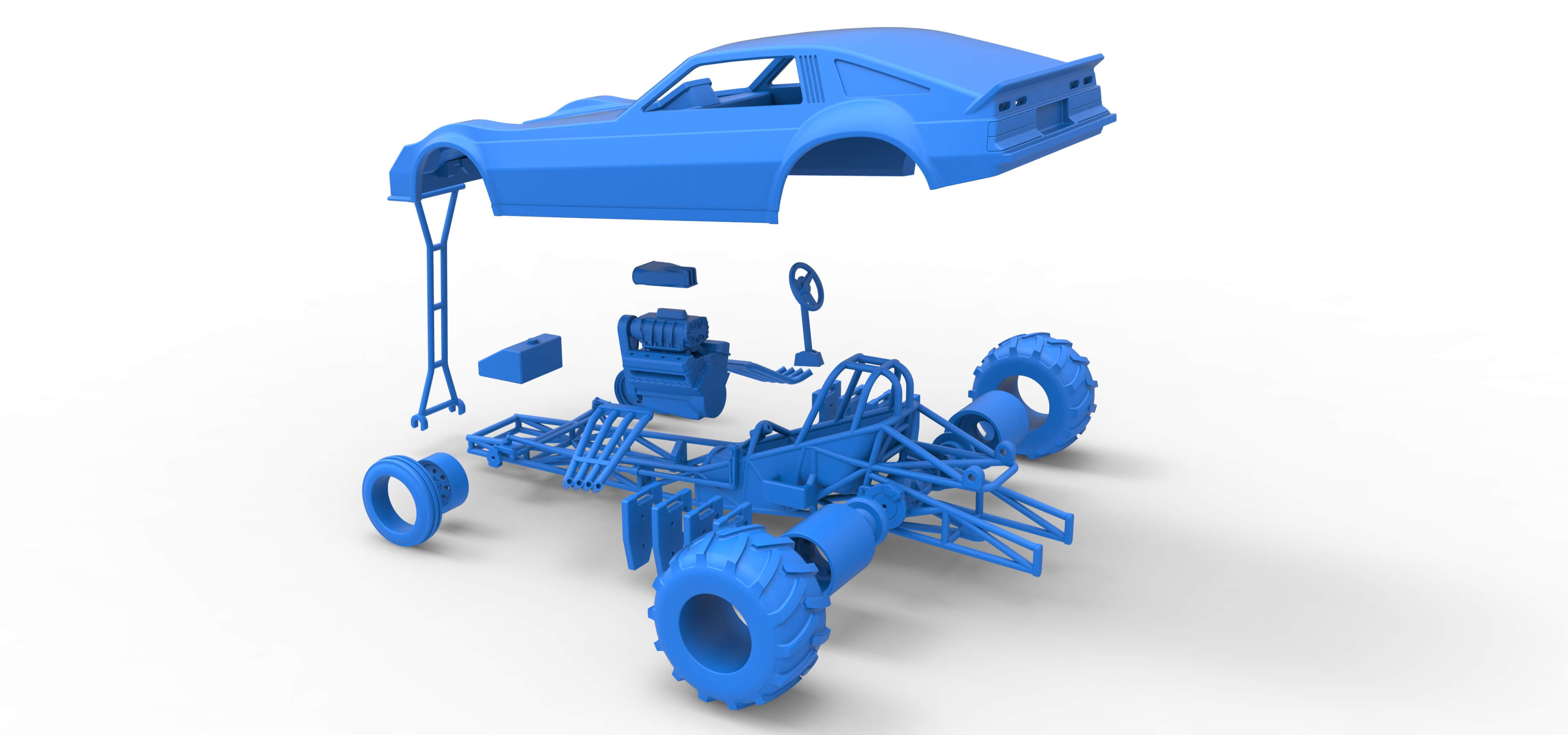 Vintage Pulling Funny Car Scale 1:25 3D Model