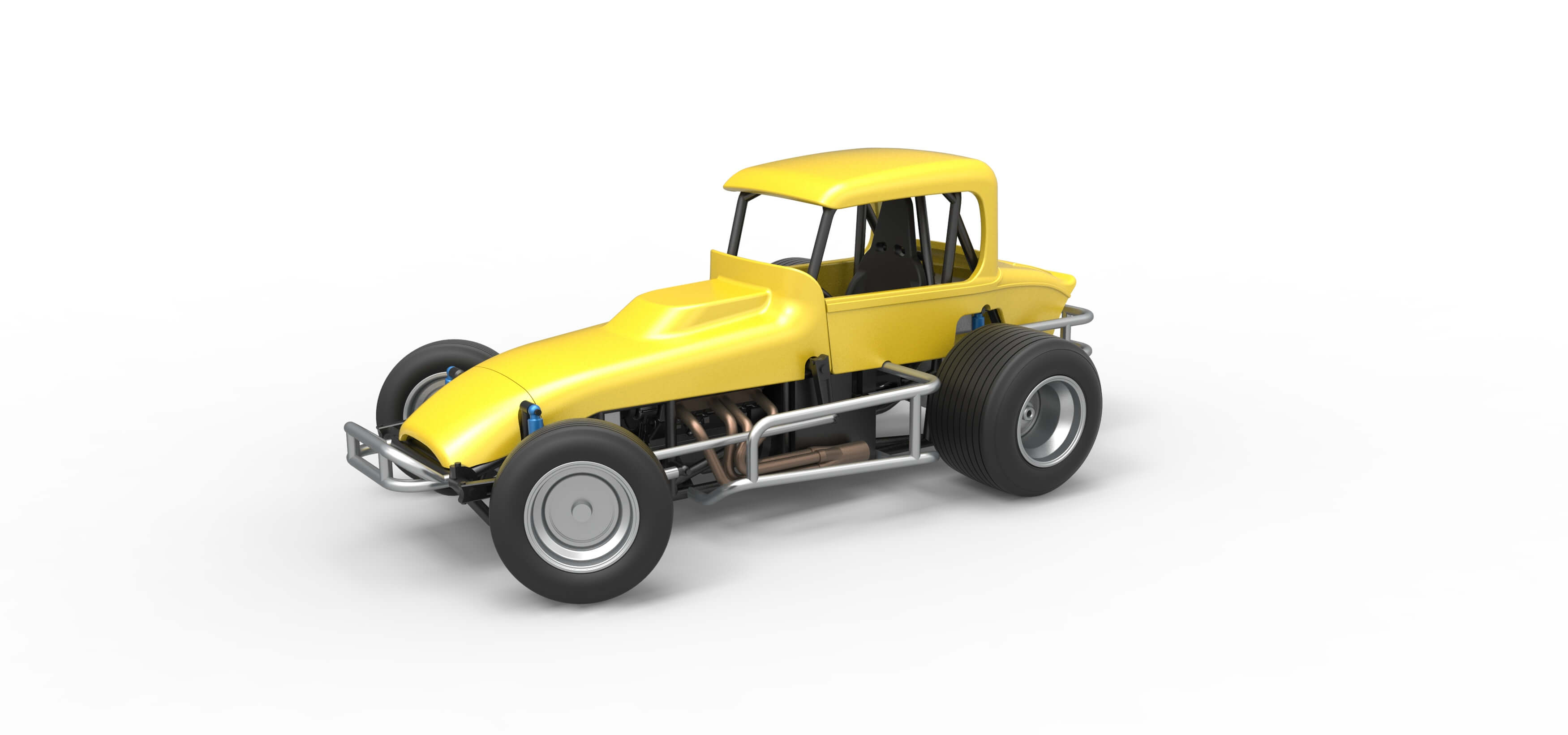 Vintage Sprint Car While Turning Version 2 Scale 1:25 3D Model