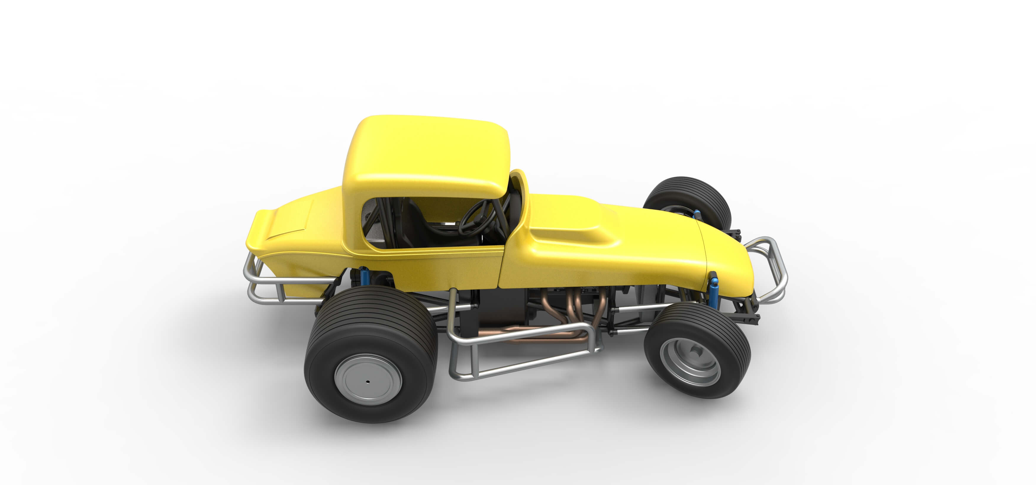 Vintage Sprint Car While Turning Version 2 Scale 1:25 3D Model