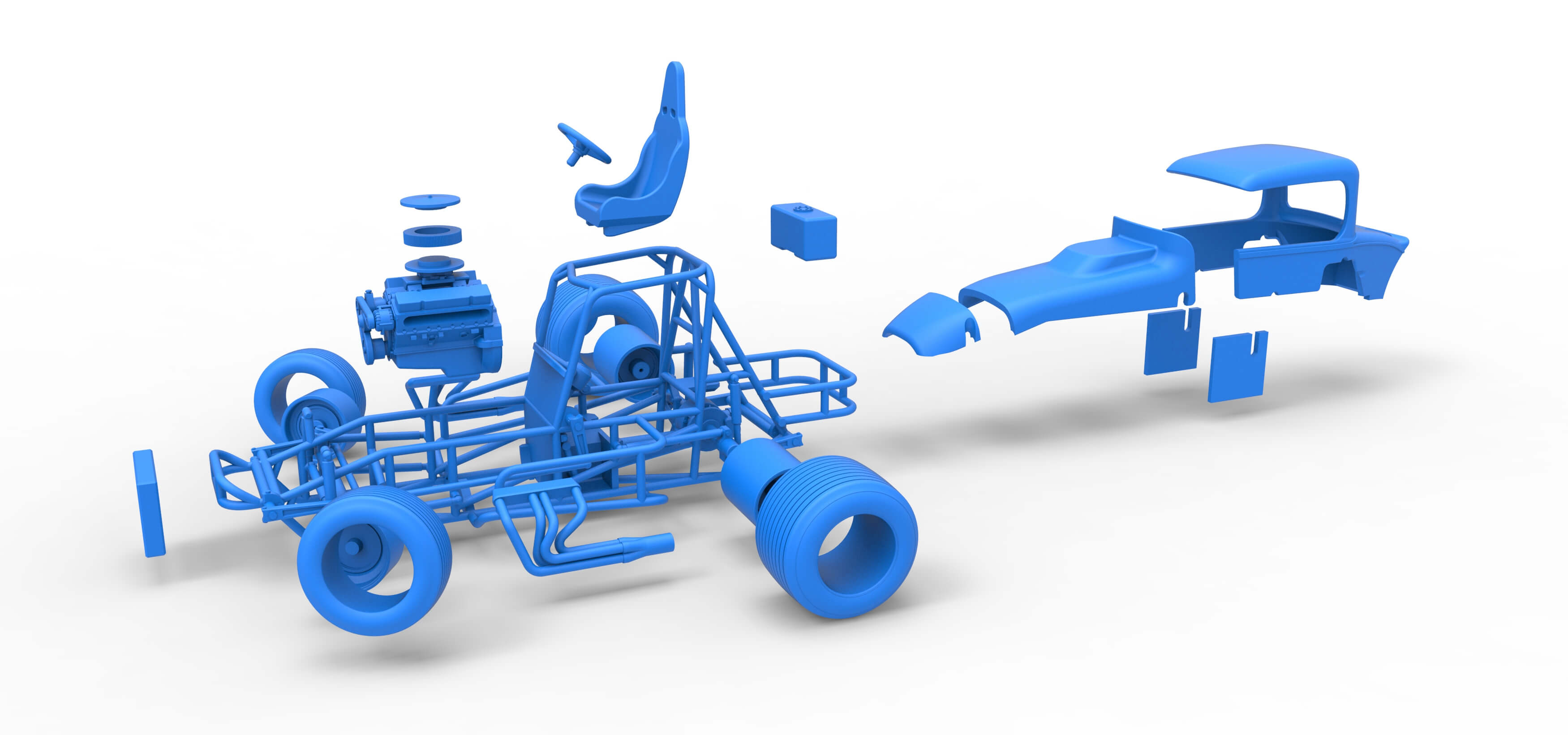 Vintage Sprint Car While Turning Version 2 Scale 1:25 3D Model