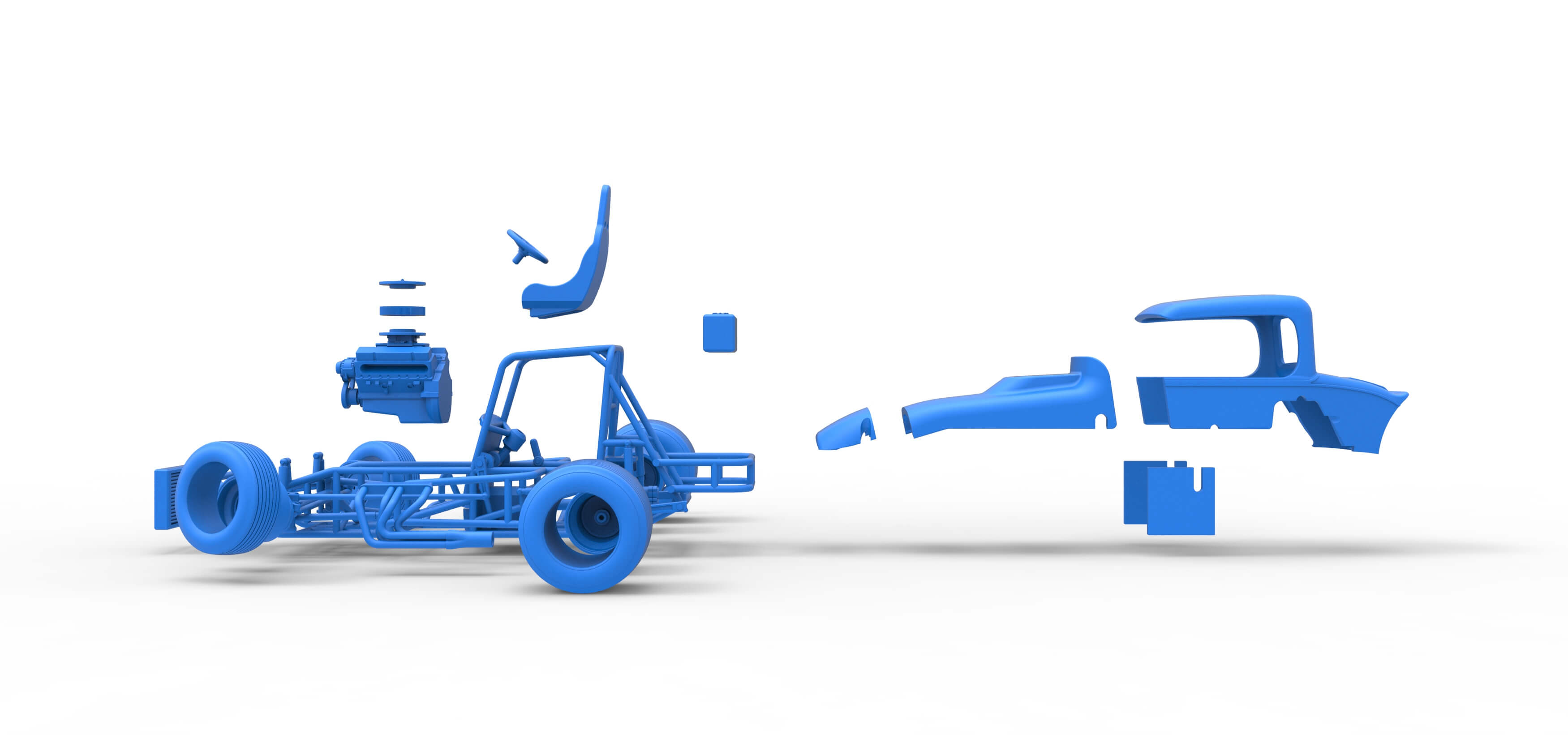Vintage Sprint Car While Turning Version 2 Scale 1:25 3D Model