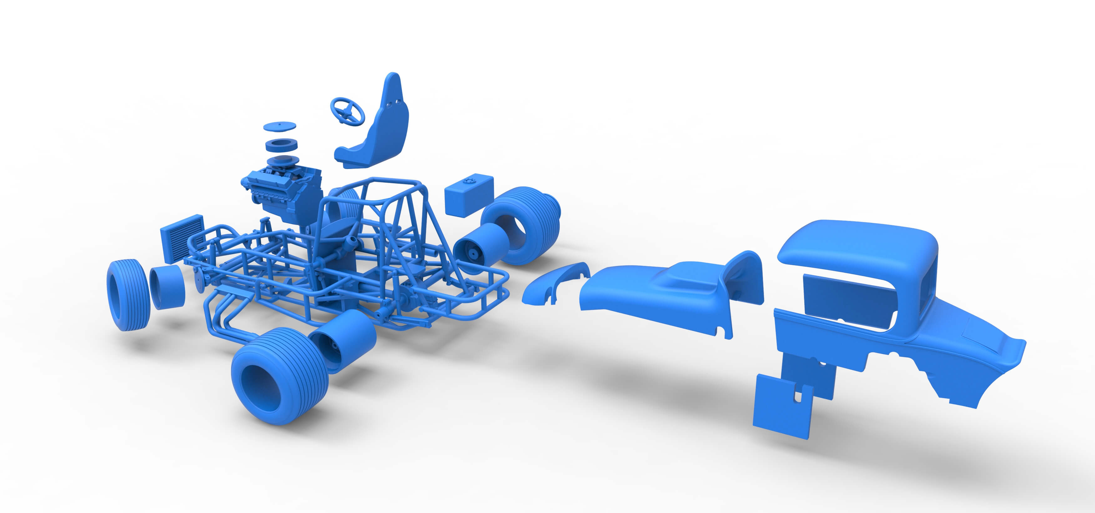 Vintage Sprint Car While Turning Version 2 Scale 1:25 3D Model