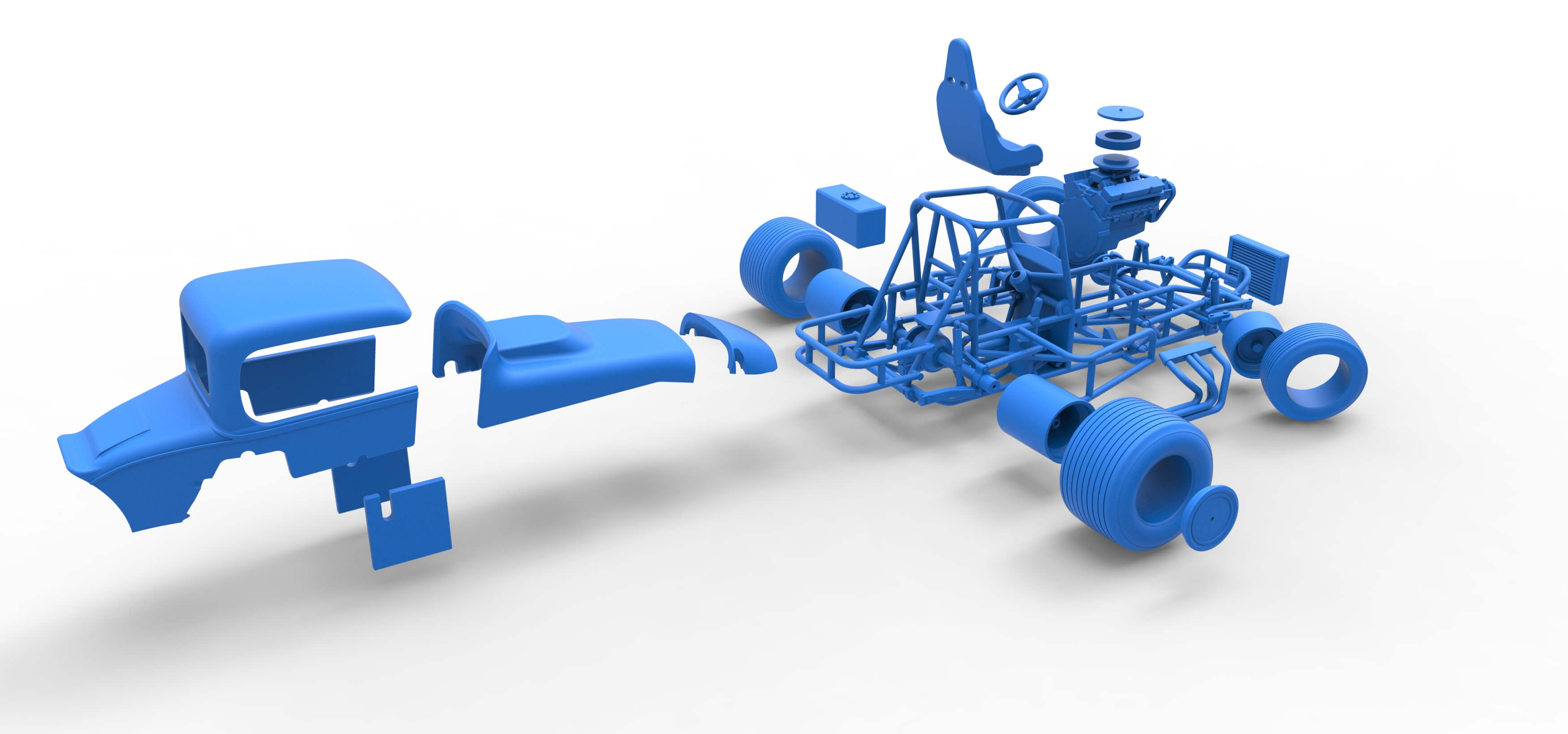 Vintage Sprint Car While Turning Version 2 Scale 1:25 3D Model