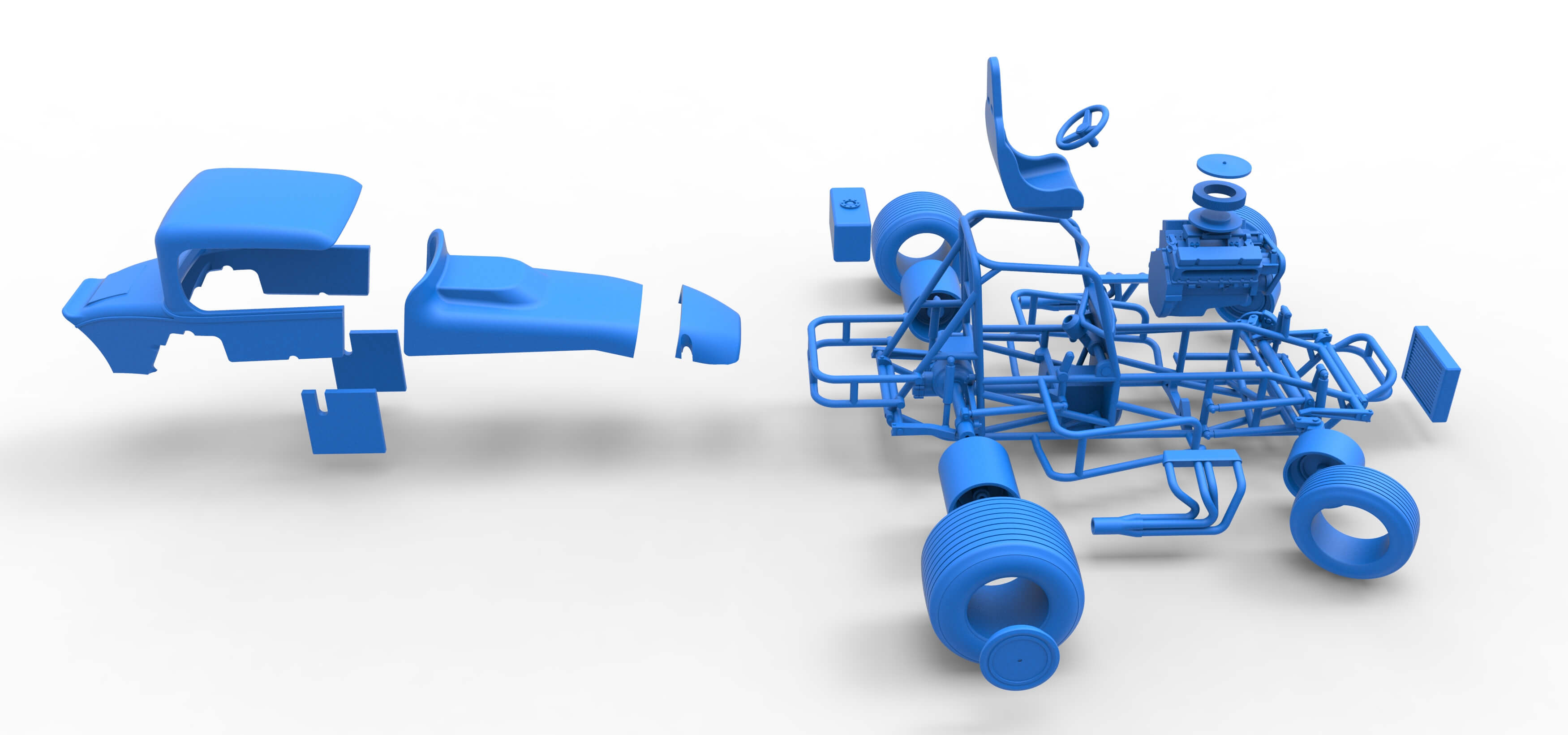 Vintage Sprint Car While Turning Version 2 Scale 1:25 3D Model