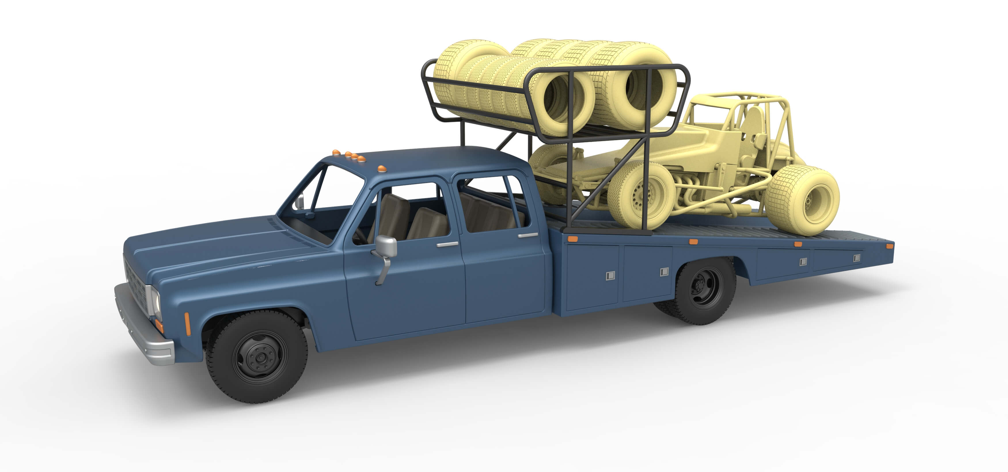 Vintage Transporter Truck for Race Car V2 Scale 1:25 3D Model