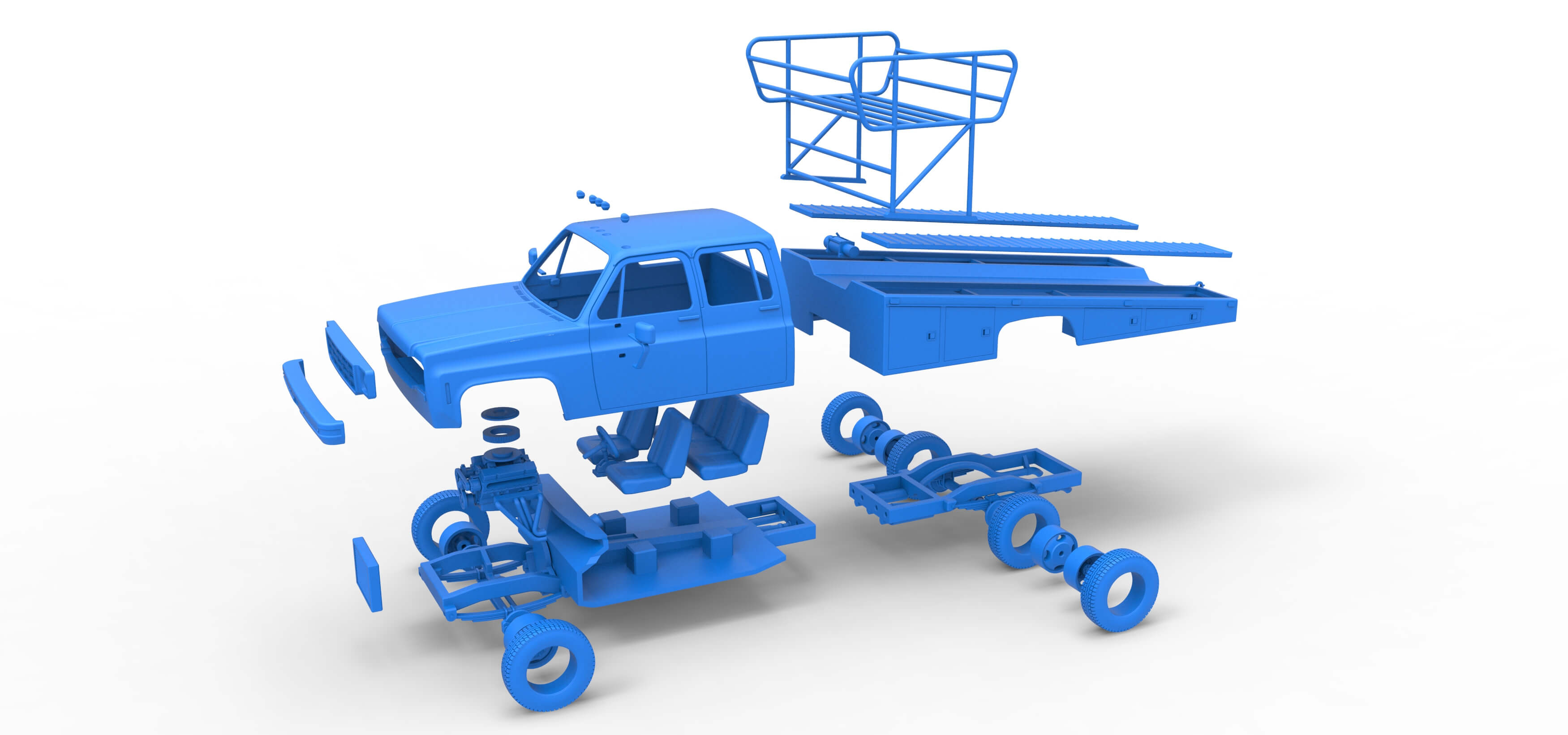 Vintage Transporter Truck for Race Car V2 Scale 1:25 3D Model