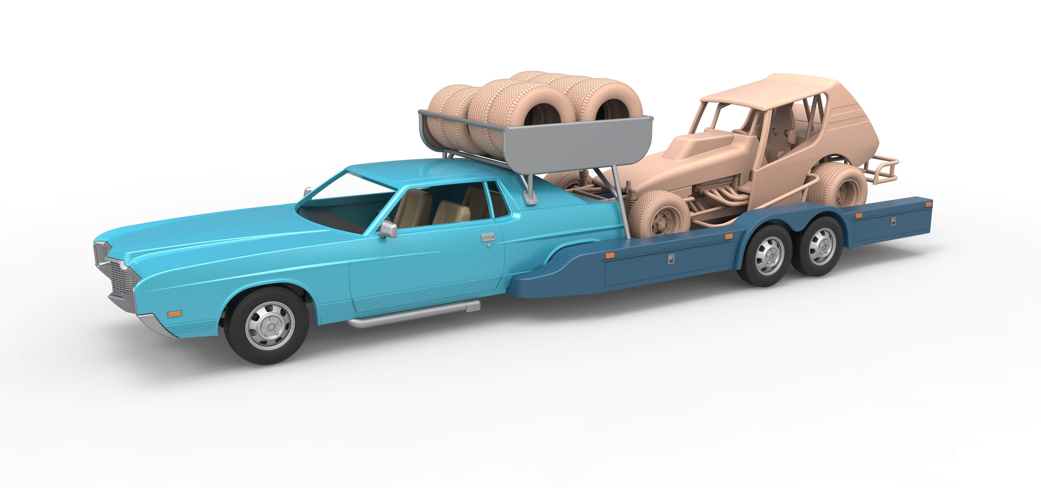 Vintage Transporter Truck for Race Car V4 Scale 1:25 3D Model