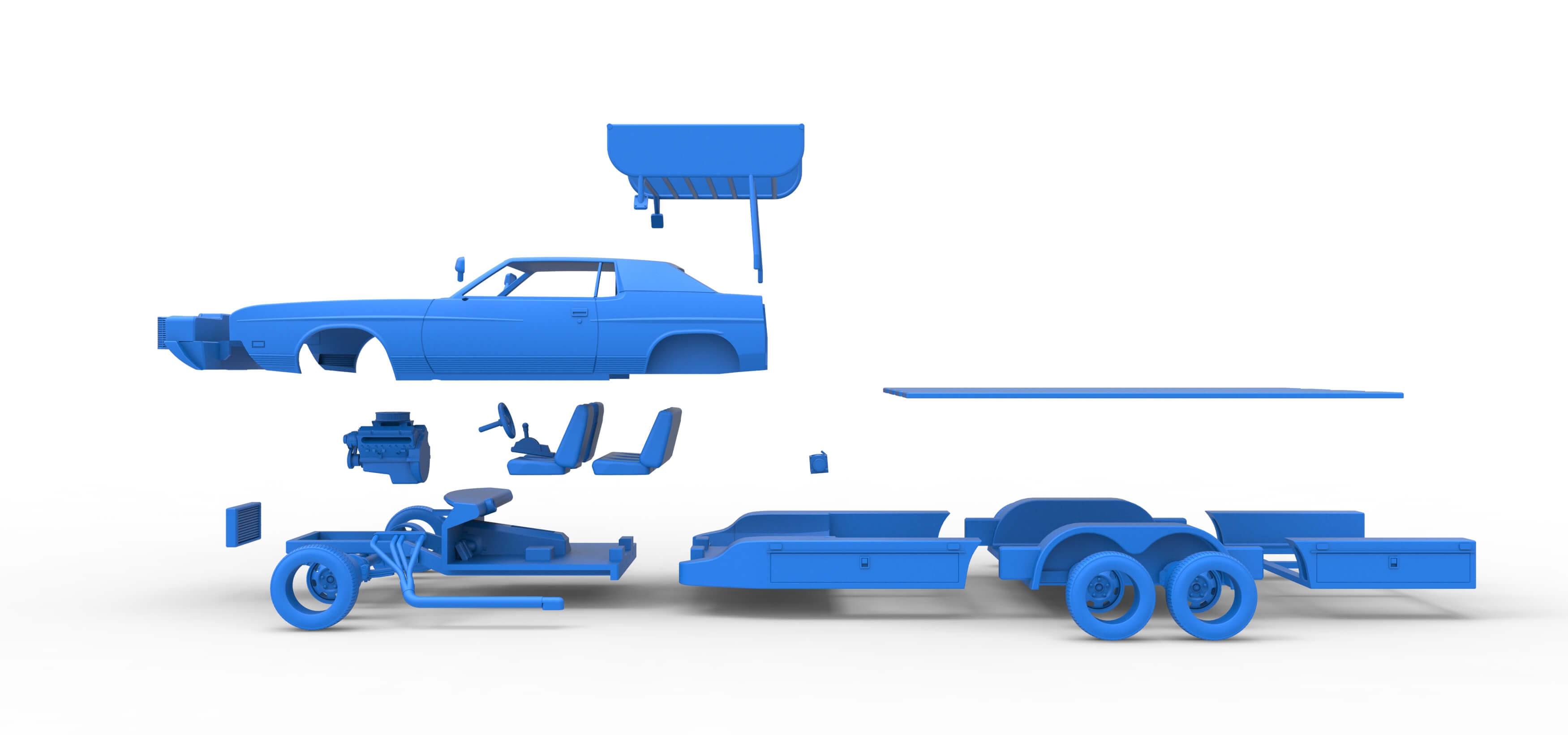 Vintage Transporter Truck for Race Car V4 Scale 1:25 3D Model