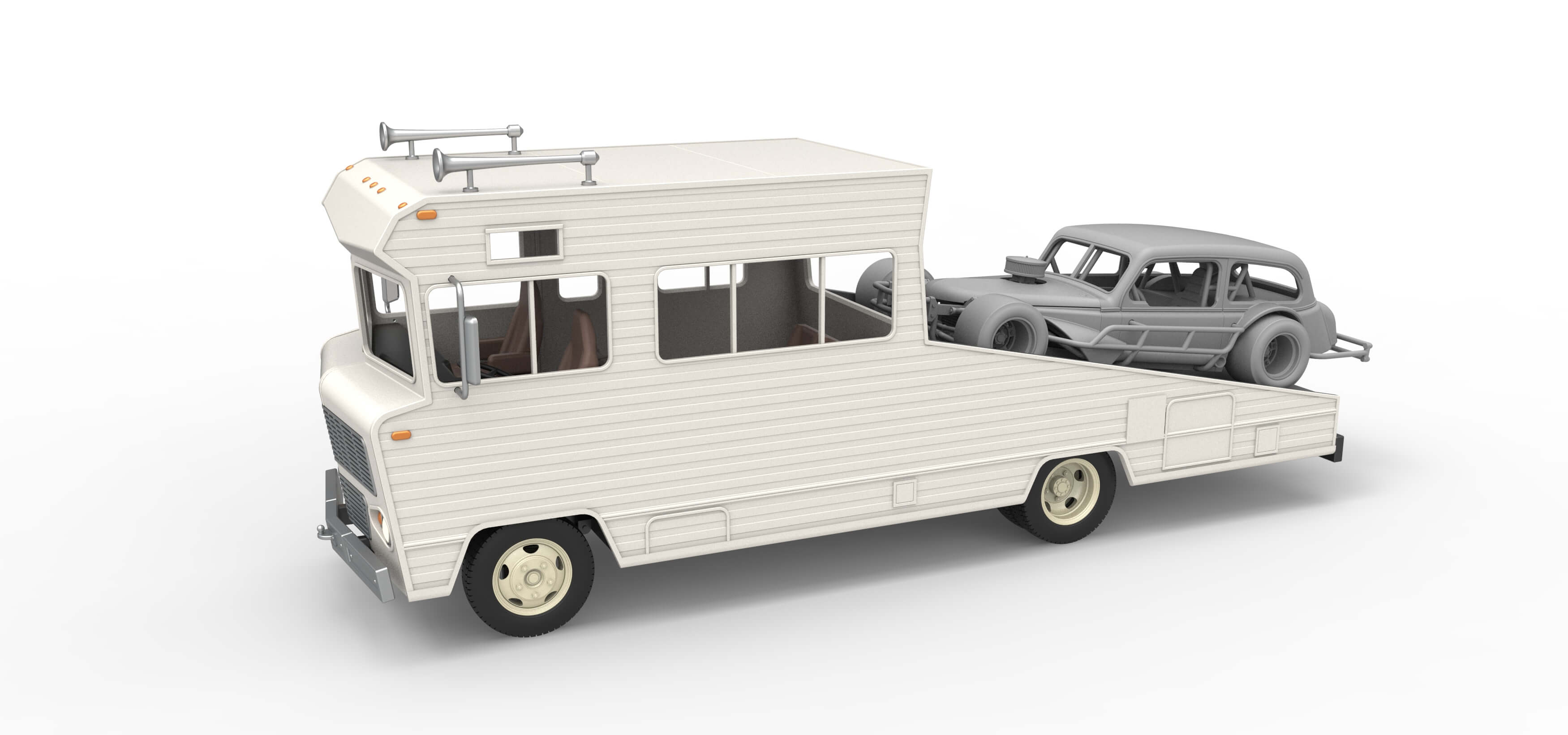 Vintage Transporter Truck for Race Car V7 Scale 1:25 3D Model