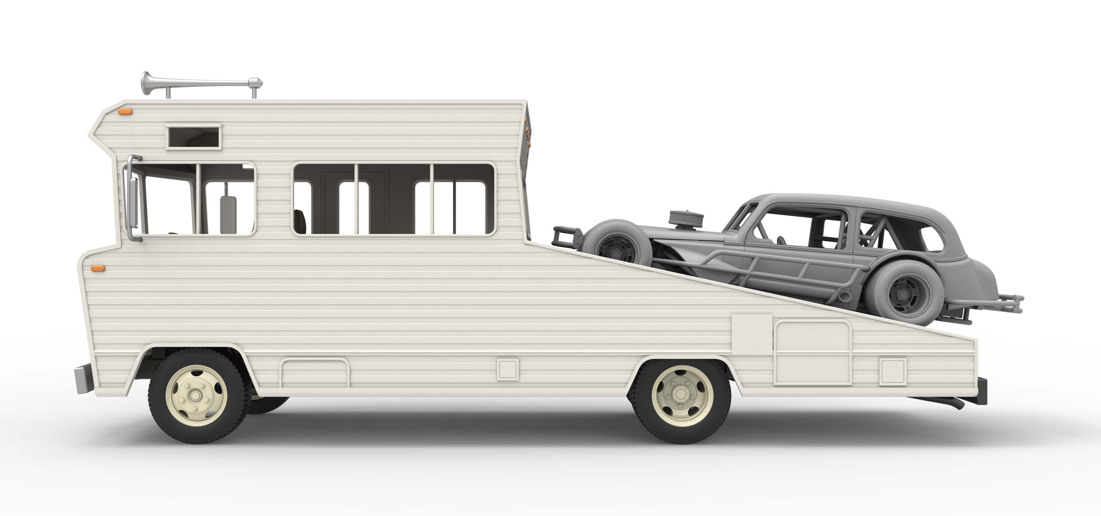Vintage Transporter Truck for Race Car V7 Scale 1:25 3D Model