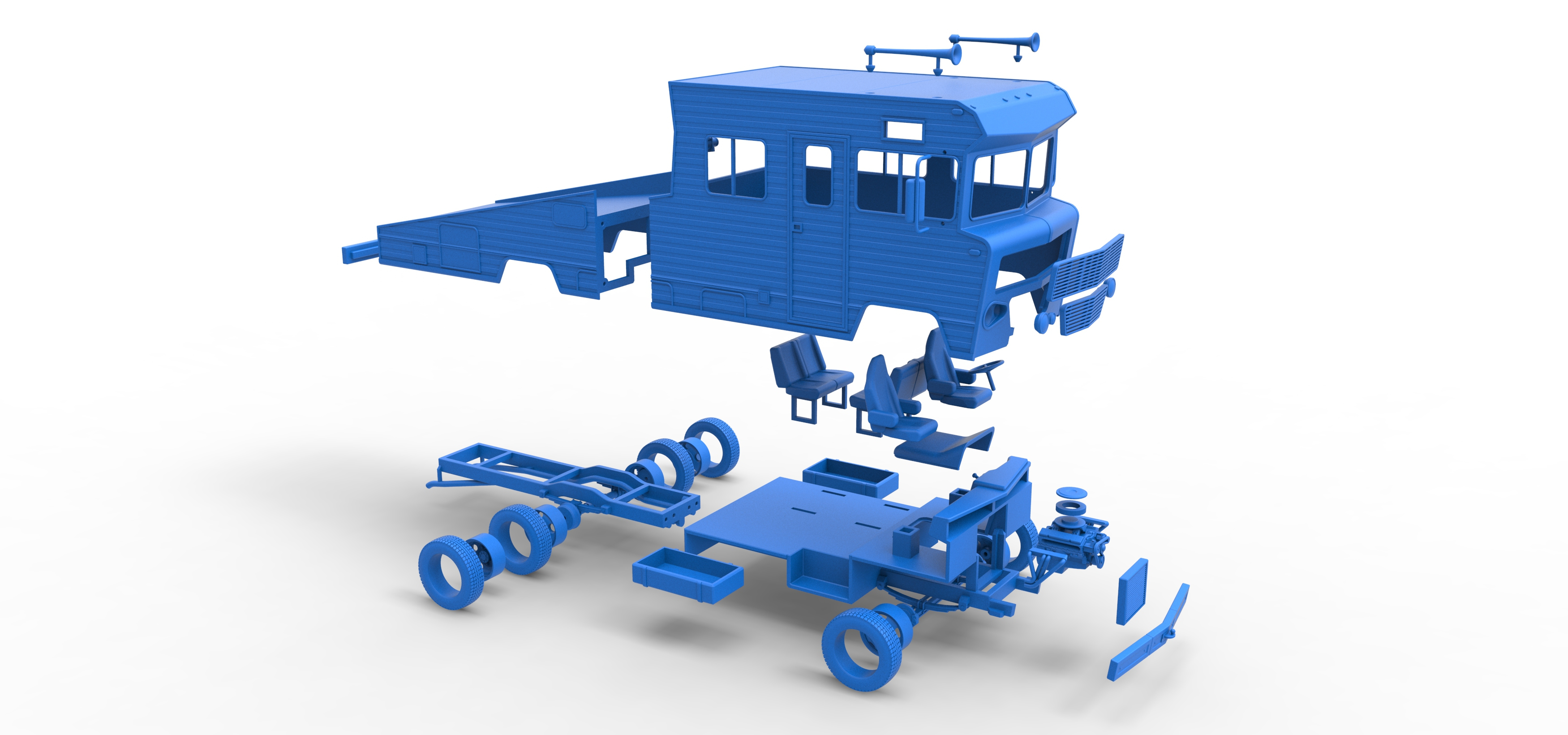 Vintage Transporter Truck for Race Car V7 Scale 1:25 3D Model