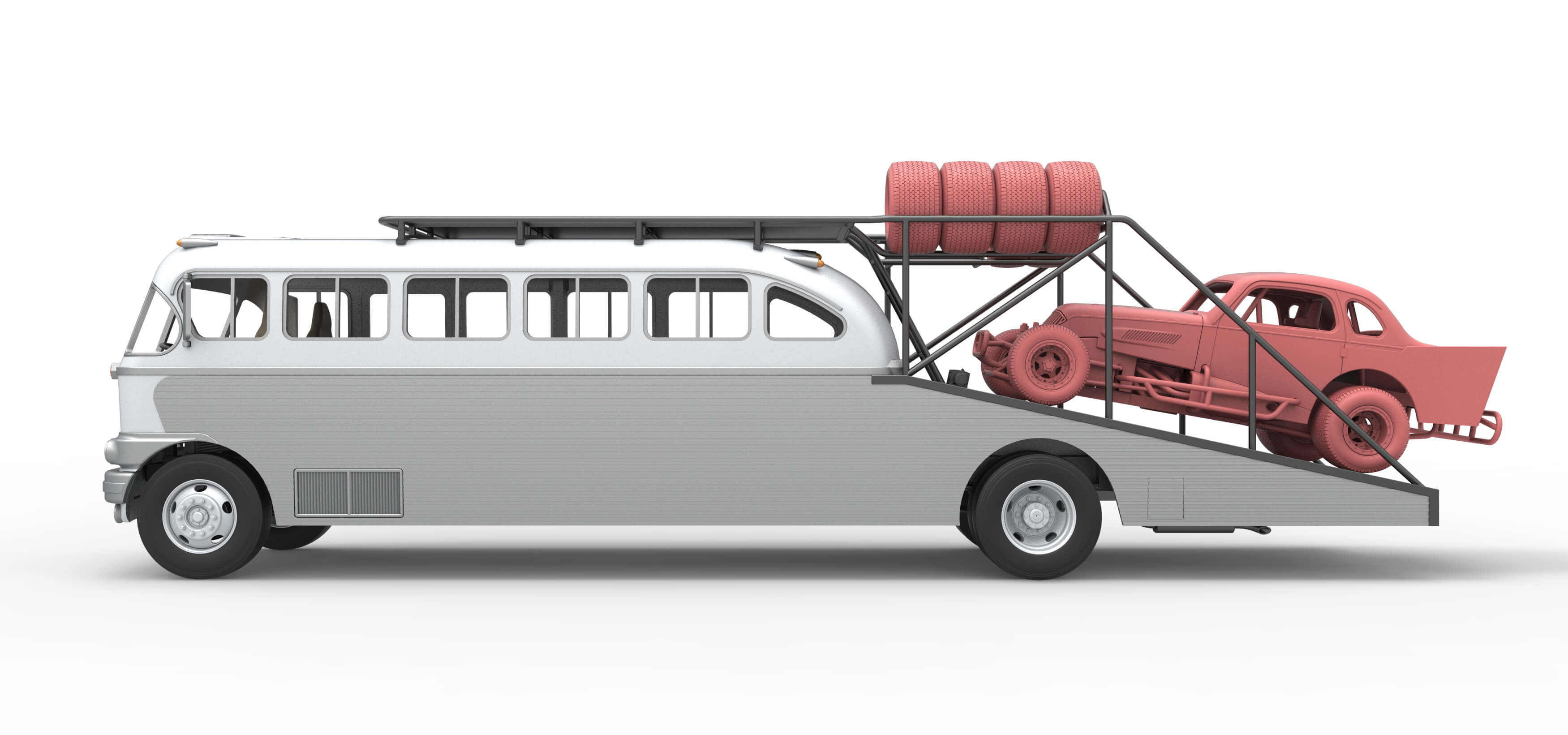 Vintage Transporter Truck for Race Car Version 8 Scale 1:25 3D Model