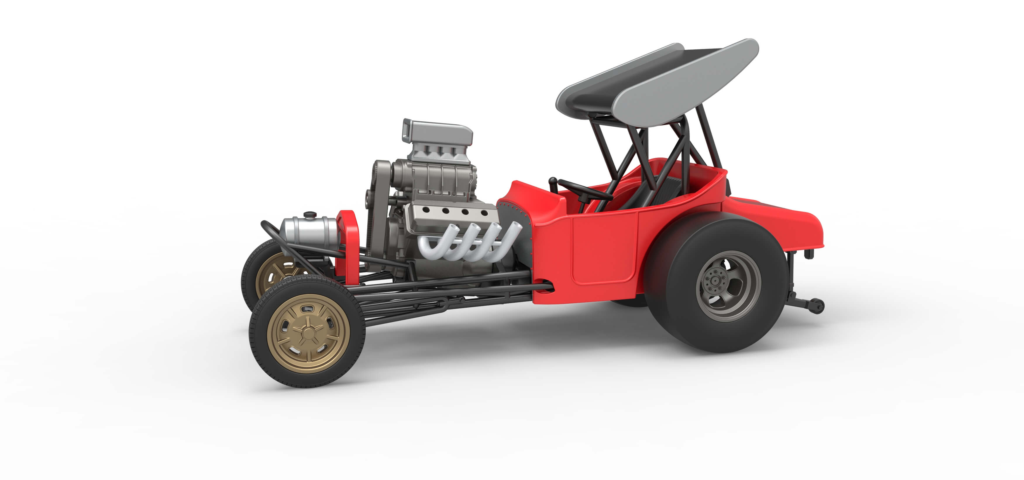 Vintage Winged Front Engine Dragster Scale 1:25 3D Model