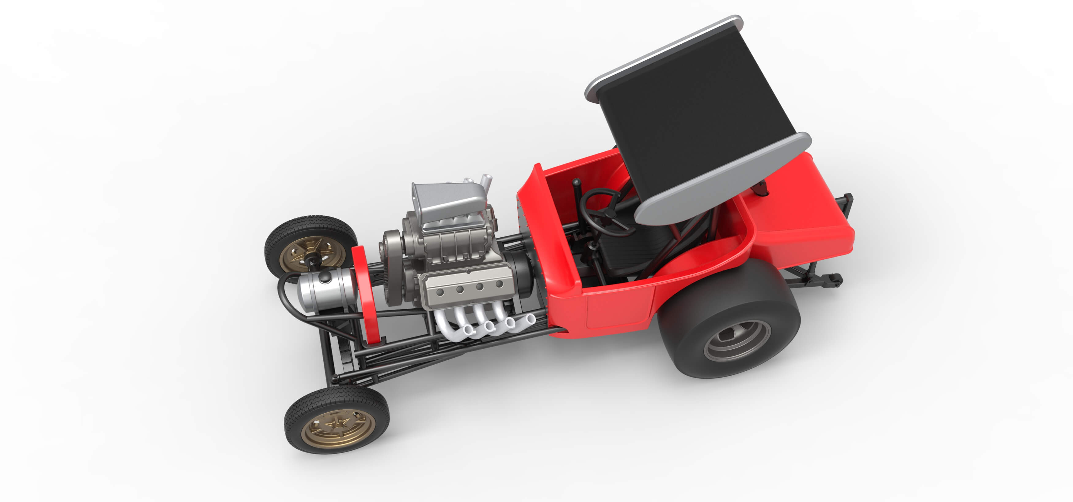 Vintage Winged Front Engine Dragster Scale 1:25 3D Model