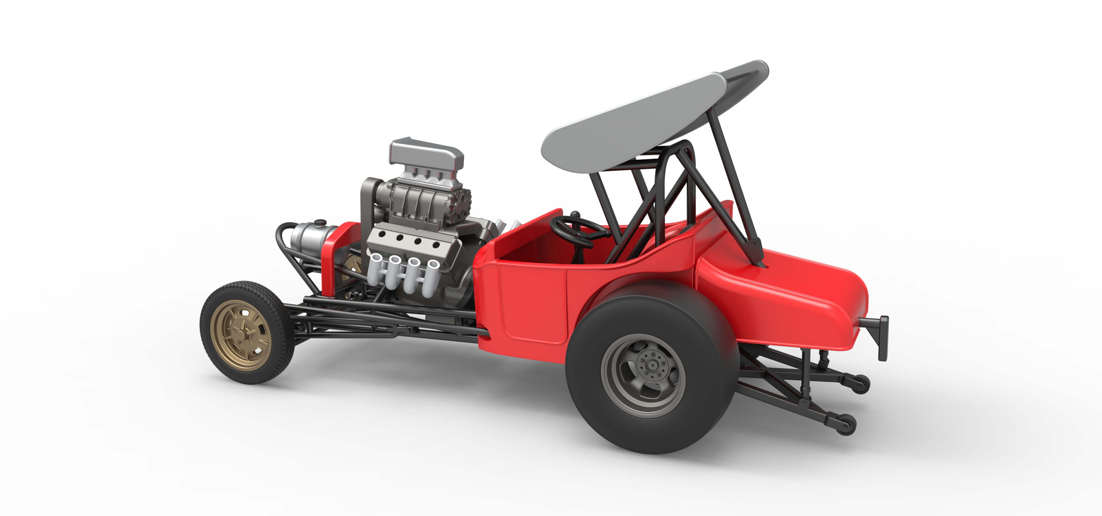 Vintage Winged Front Engine Dragster Scale 1:25 3D Model