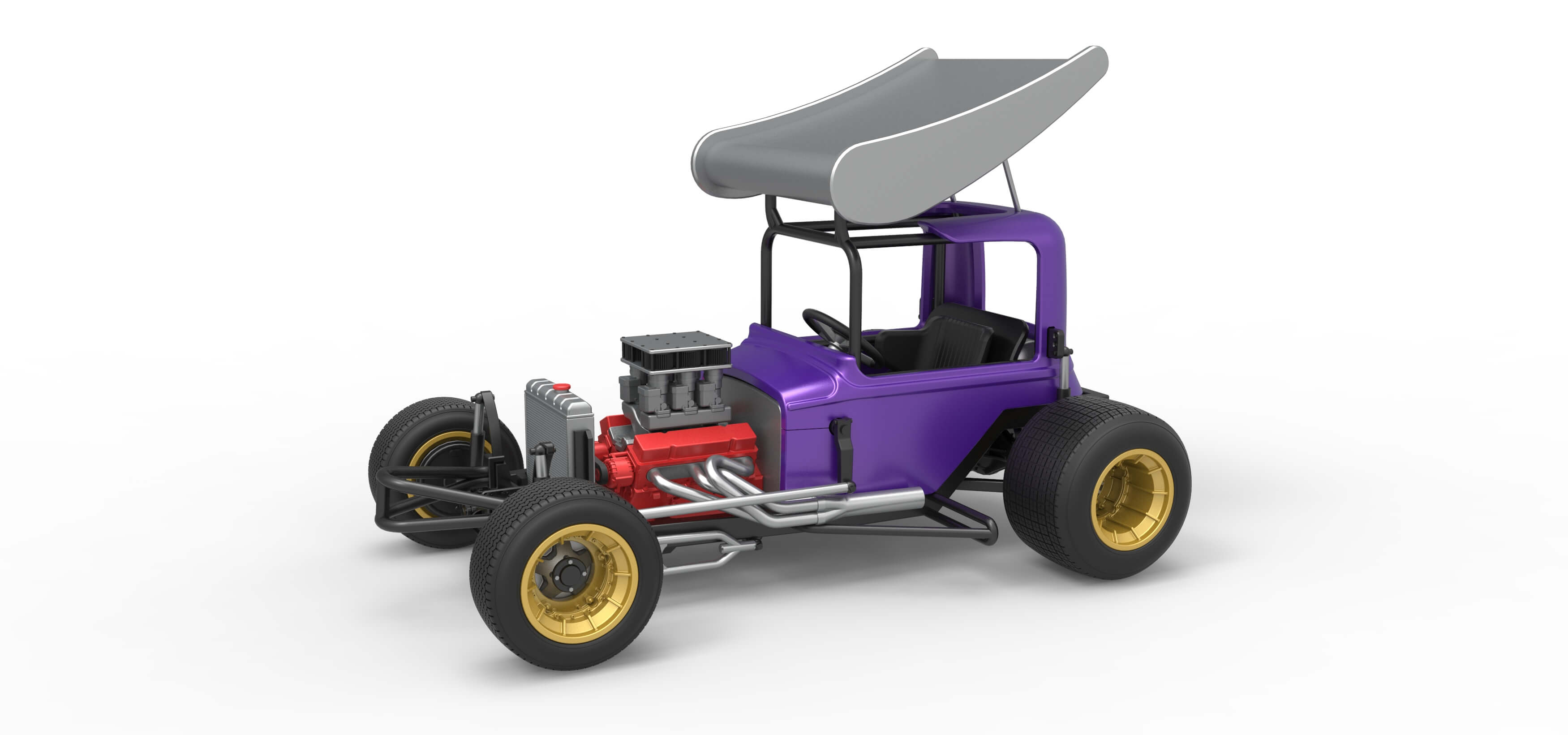 Vintage Winged Supermodified Stock Car for Dirt Scale 1:25 3D Model