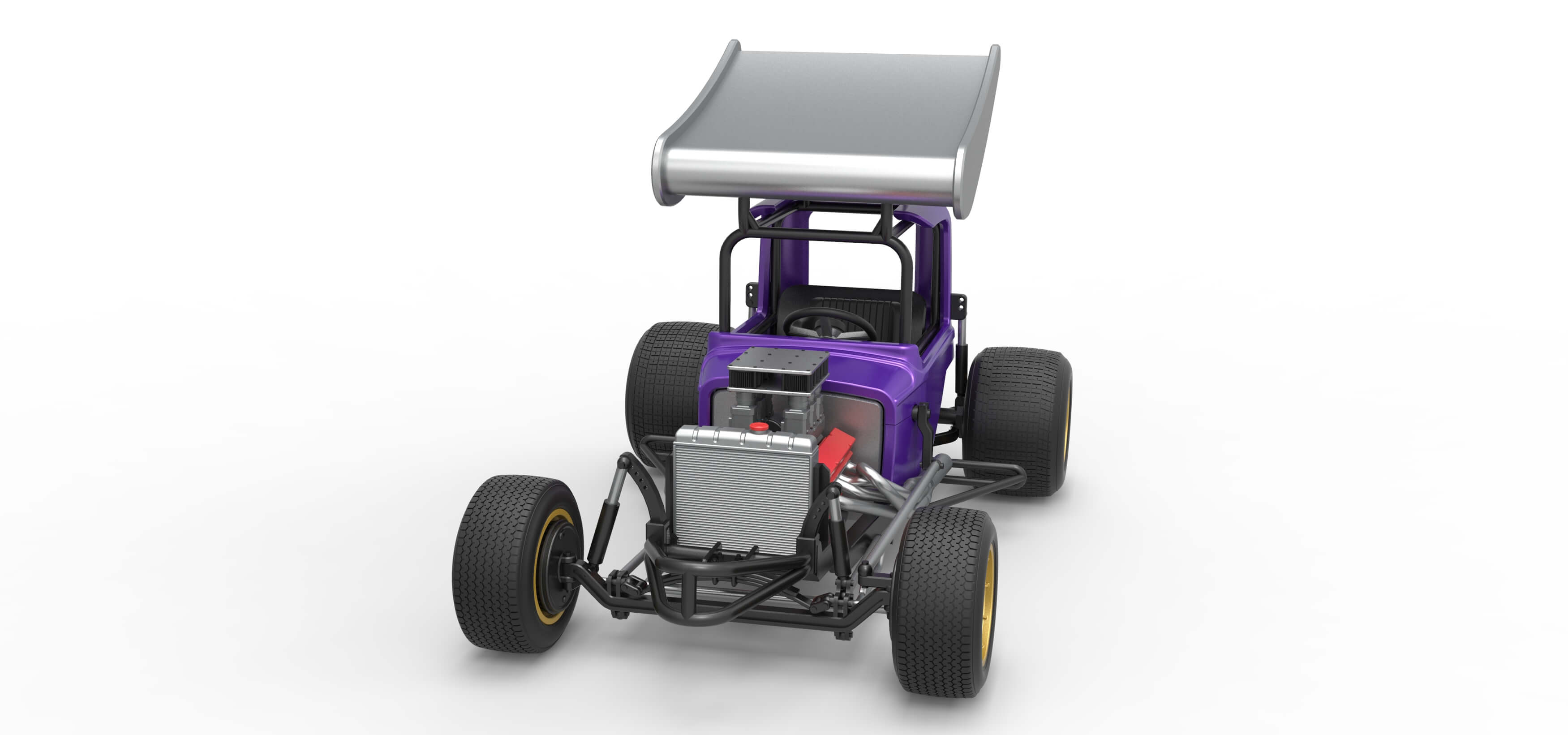Vintage Winged Supermodified Stock Car for Dirt Scale 1:25 3D Model