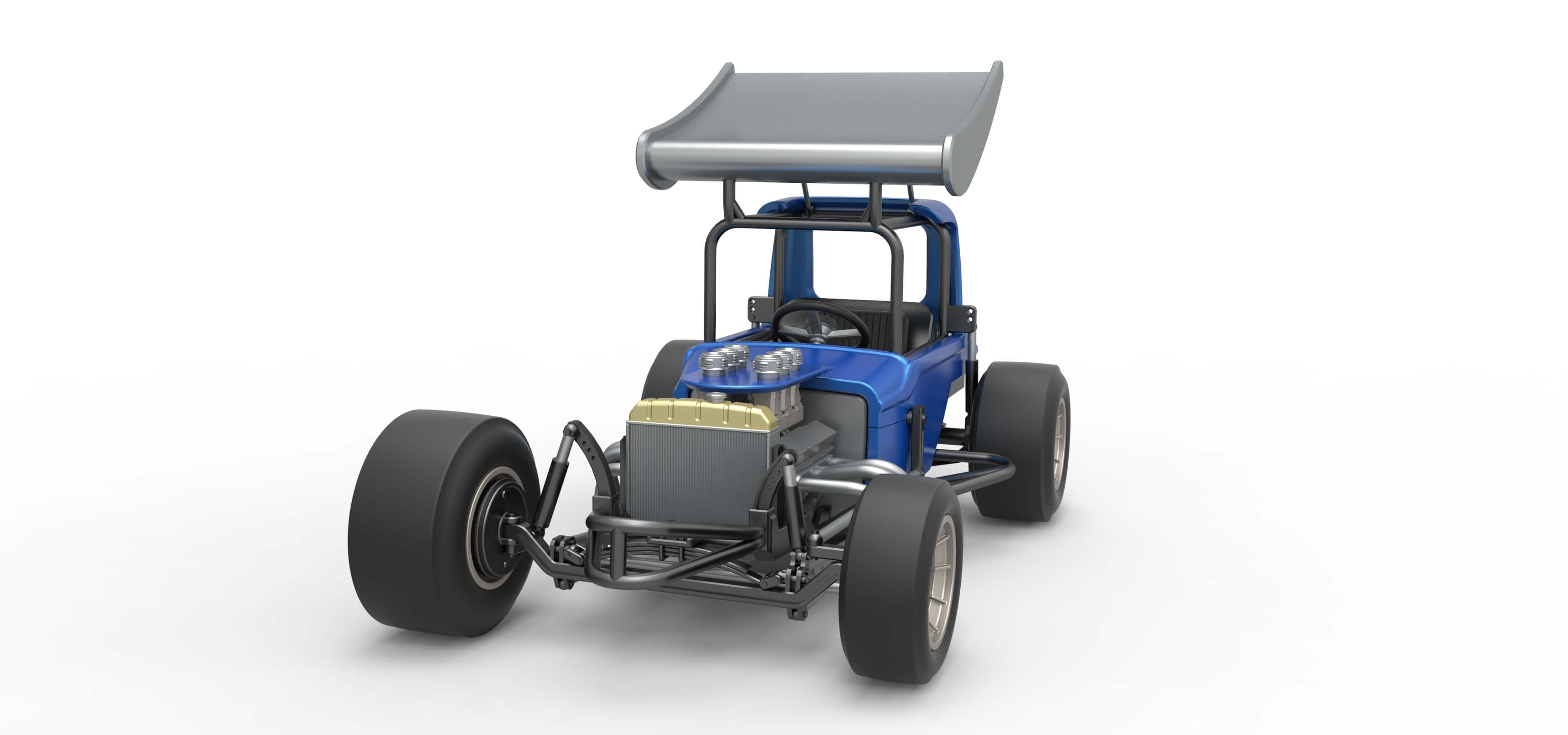 Vintage Winged Supermodified Stock Car Version 2 Scale 1:25 3D Model
