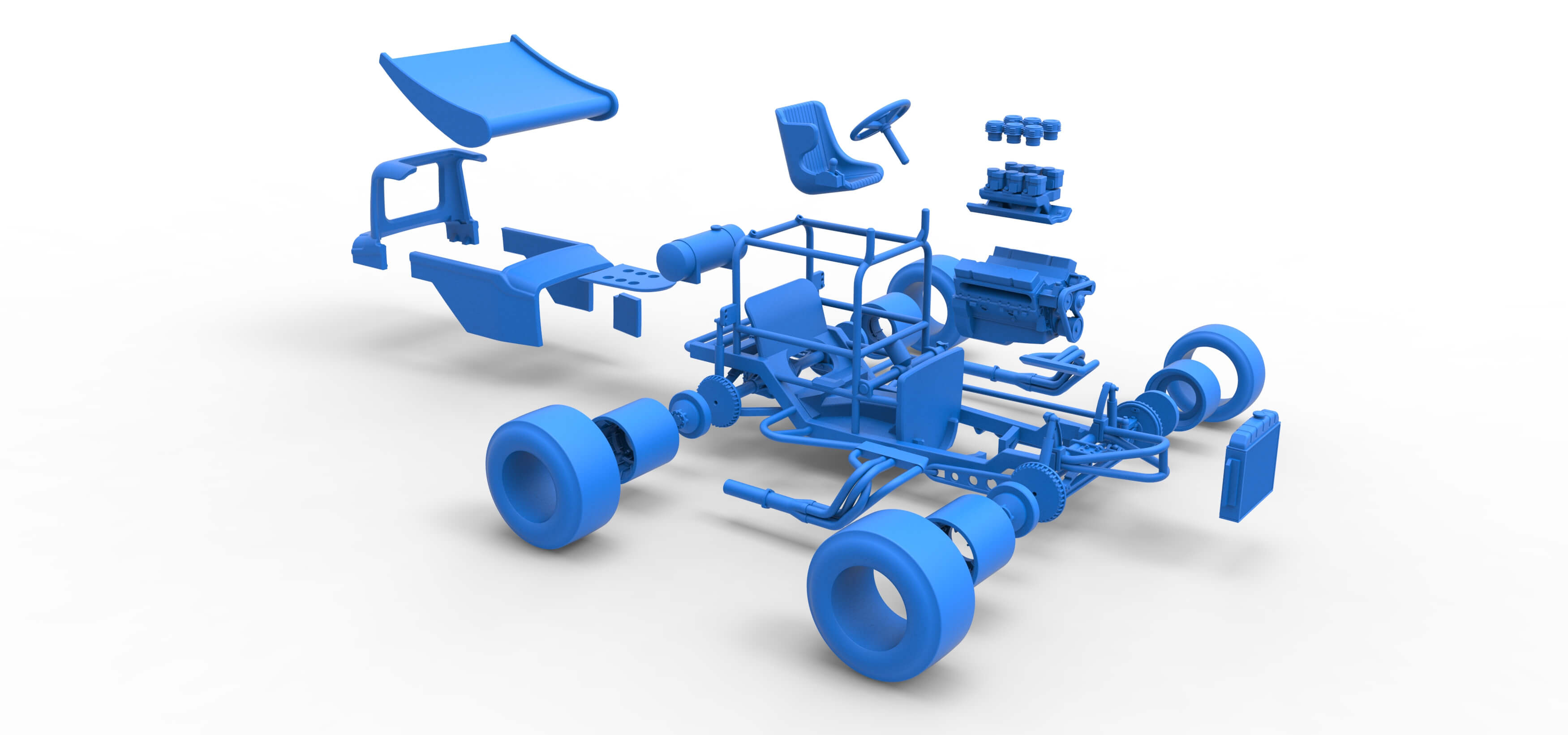 Vintage Winged Supermodified Stock Car Version 2 Scale 1:25 3D Model