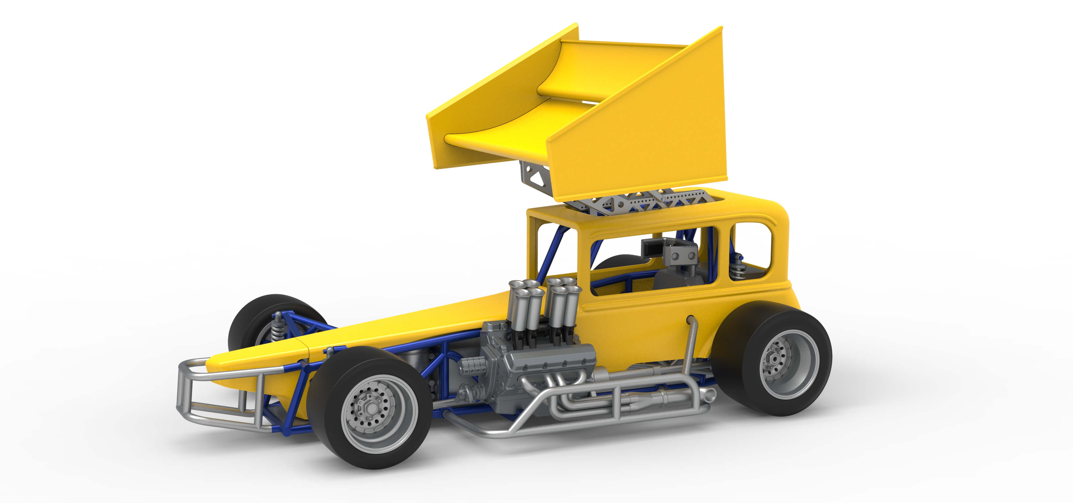 Vintage Winged Supermodified Stock Car Version 3 Scale 1:25 3D Model