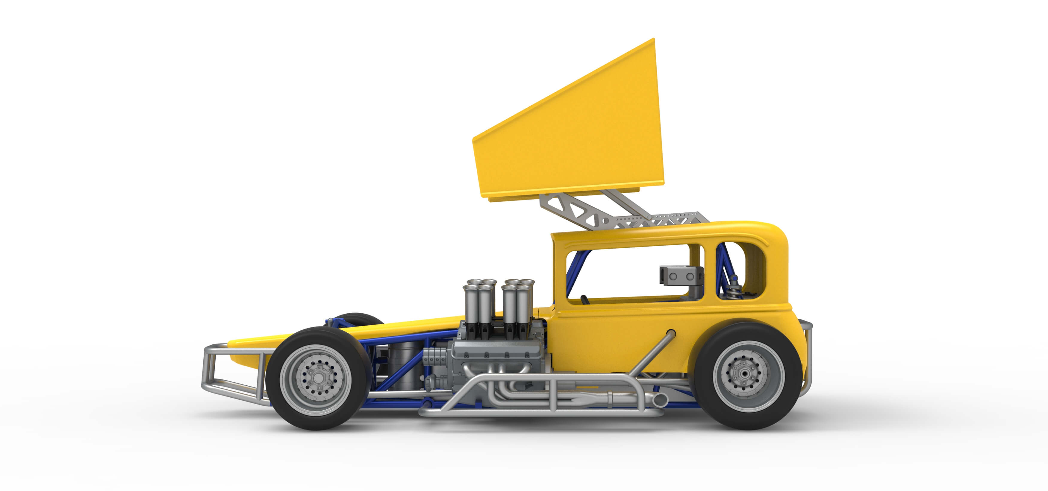 Vintage Winged Supermodified Stock Car Version 3 Scale 1:25 3D Model
