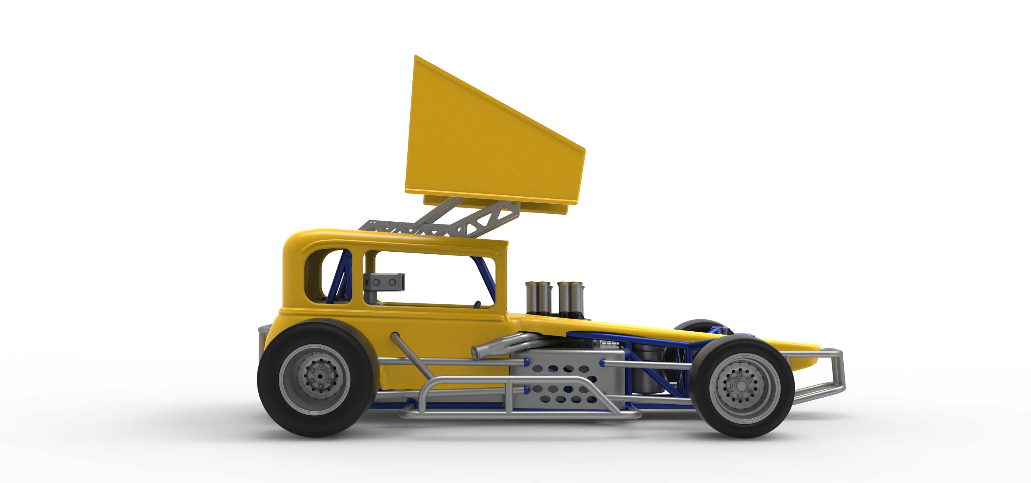 Vintage Winged Supermodified Stock Car Version 3 Scale 1:25 3D Model