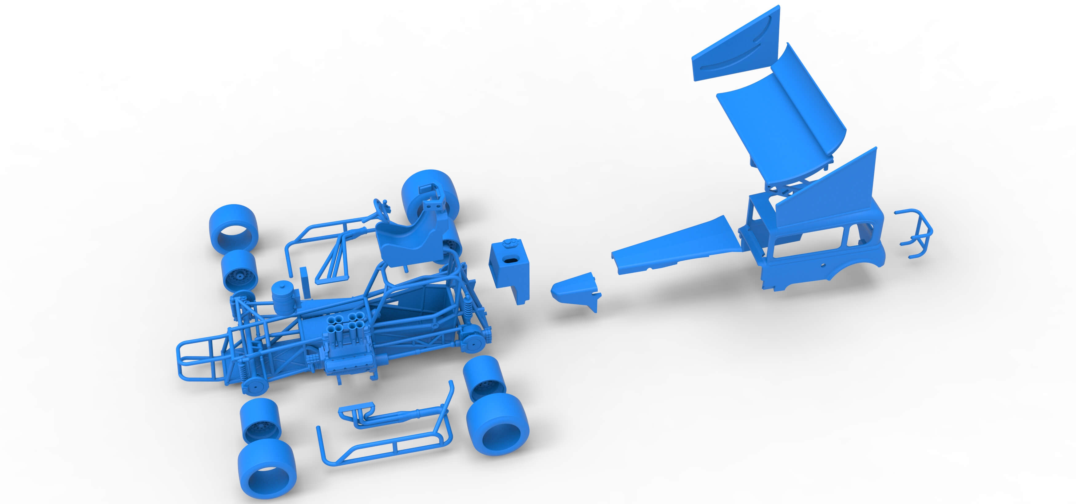 Vintage Winged Supermodified Stock Car Version 3 Scale 1:25 3D Model