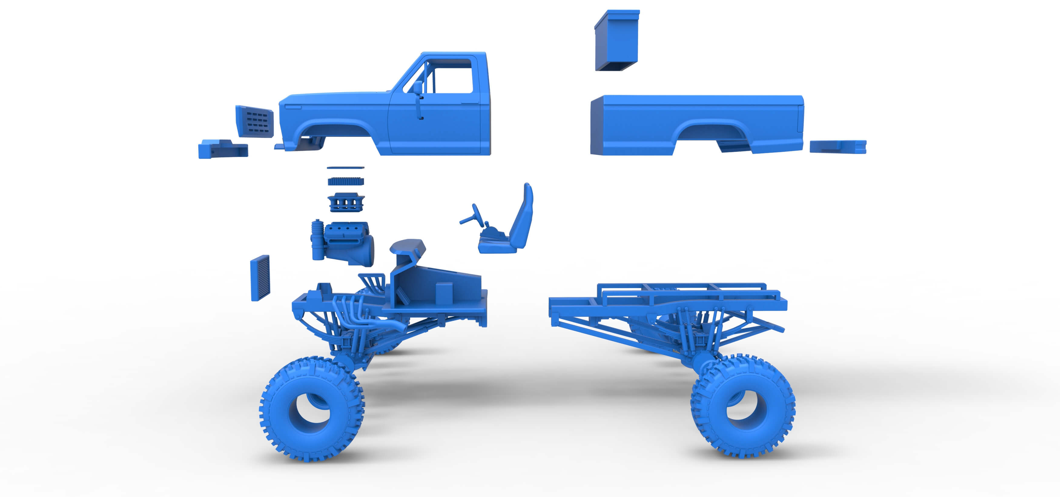 Wheel Standing Mega Truck 1:25 3D Model
