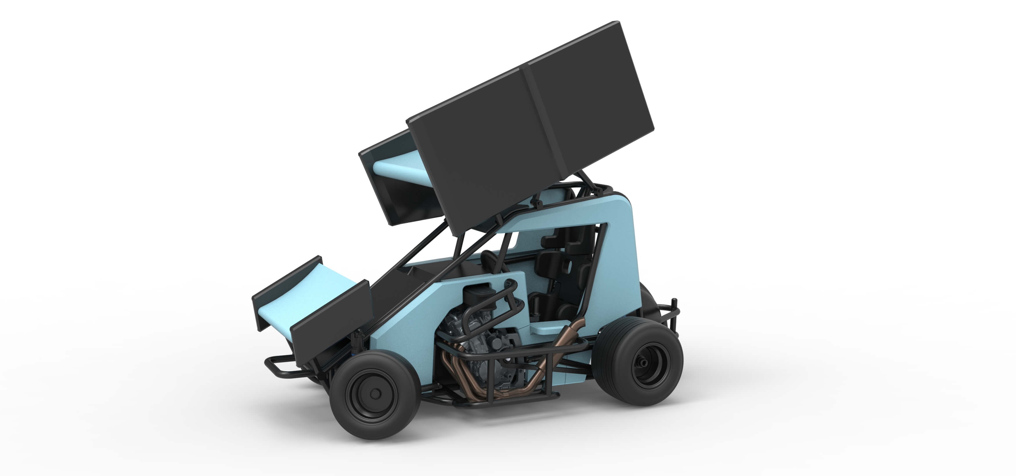 Winged 600 Micro Sprint Car While Turning 1:25 3D Model