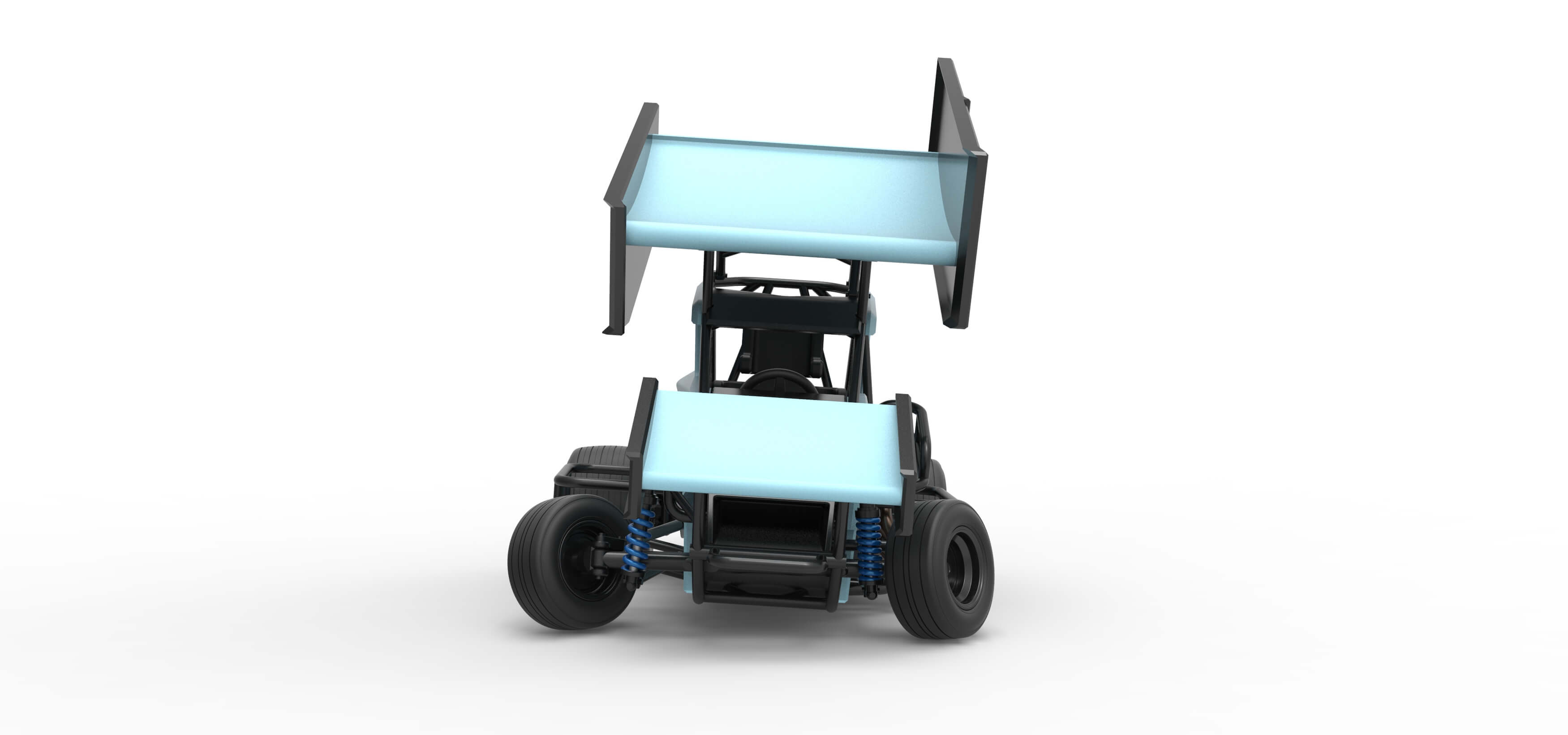 Winged 600 Micro Sprint Car While Turning 1:25 3D Model
