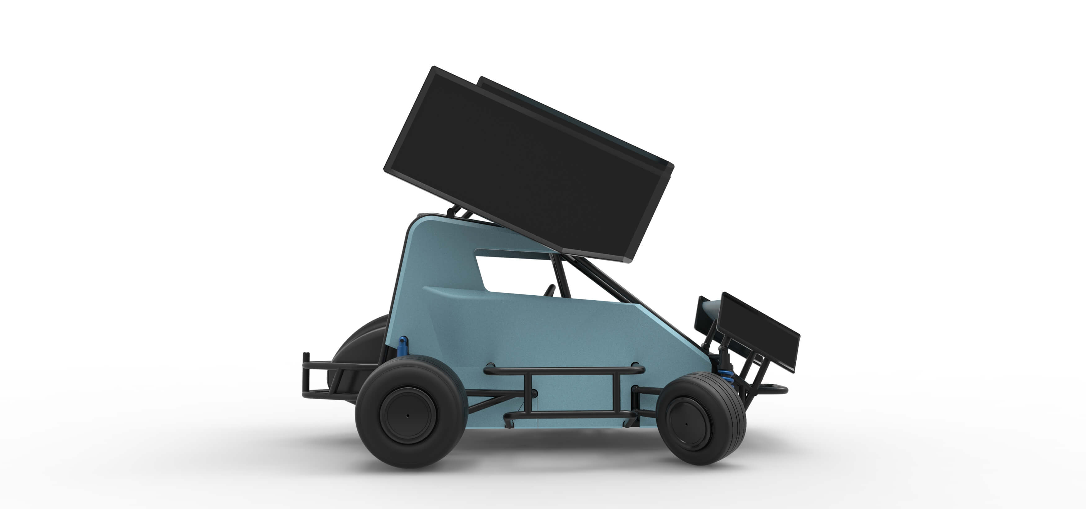 Winged 600 Micro Sprint Car While Turning 1:25 3D Model