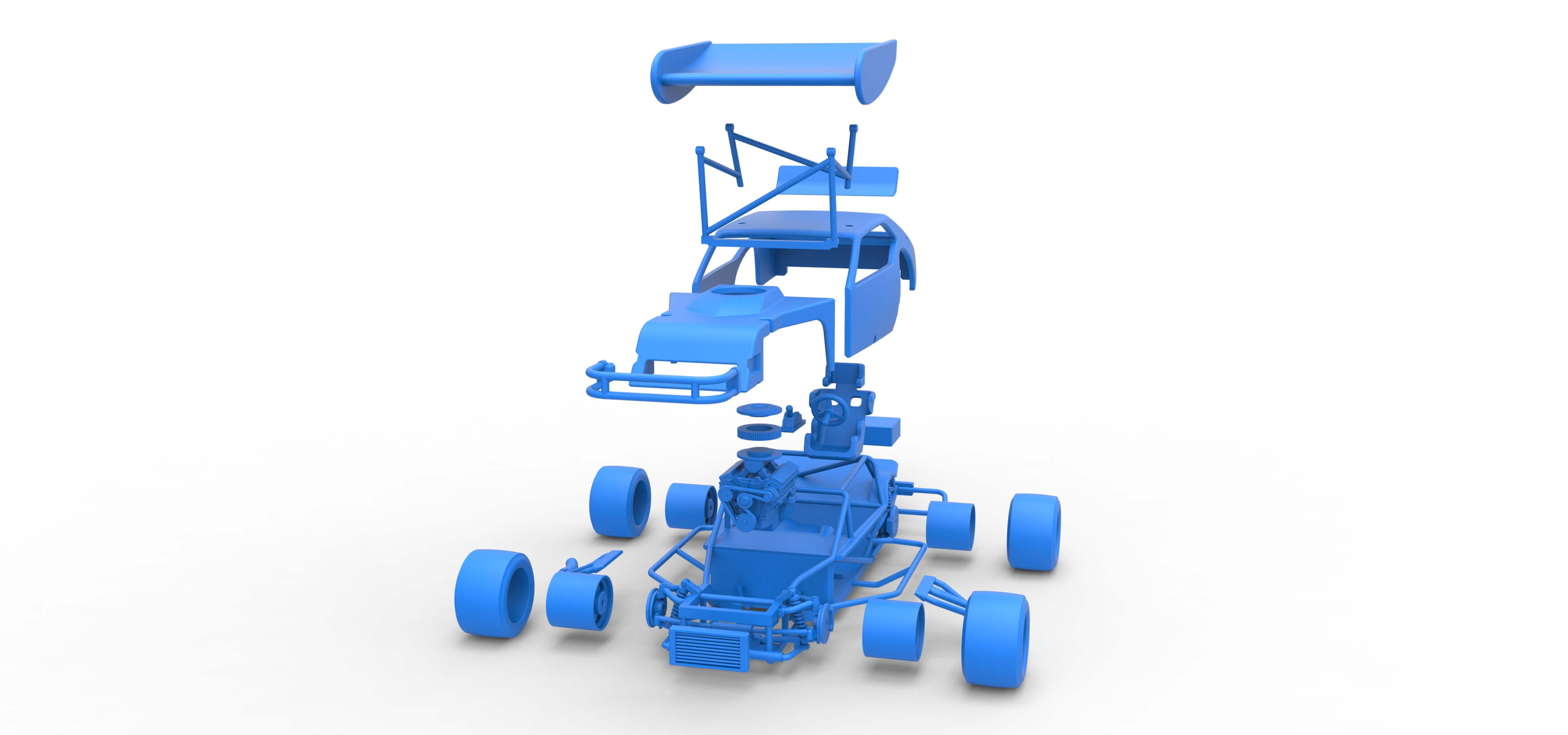 Winged Modified Race Car 1:25 3D Model
