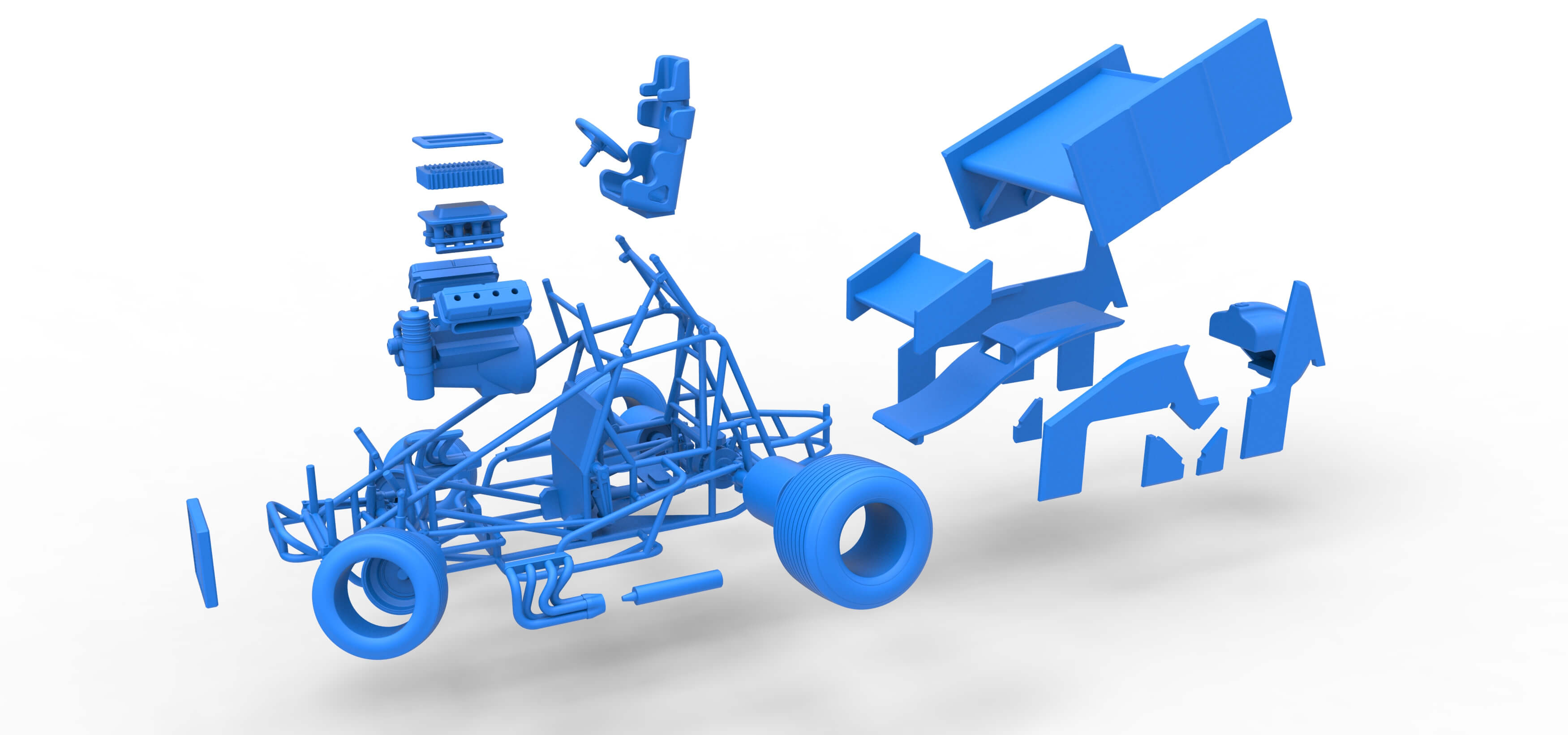 Winged Sprint Car 1:25 3D Model