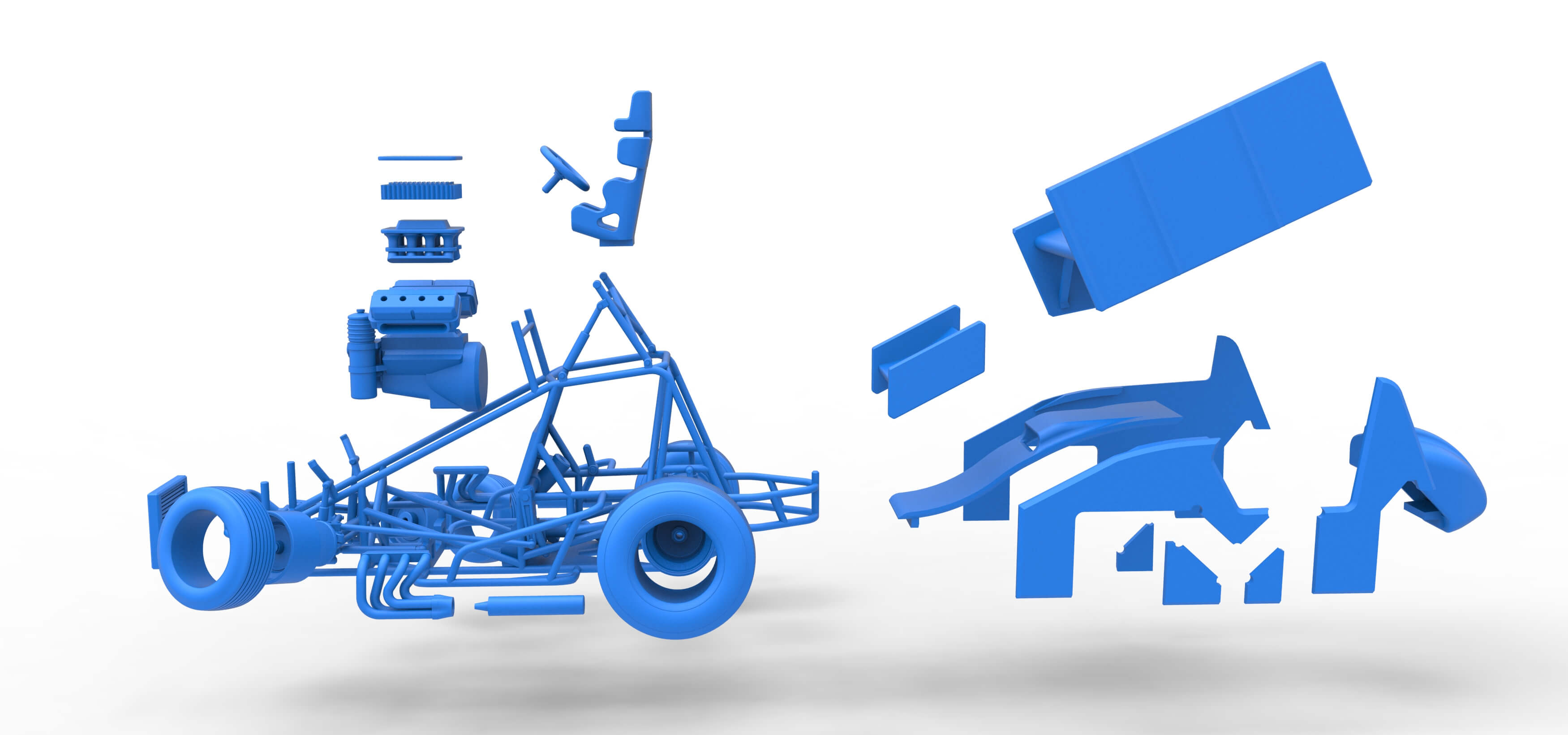 Winged Sprint Car 1:25 3D Model
