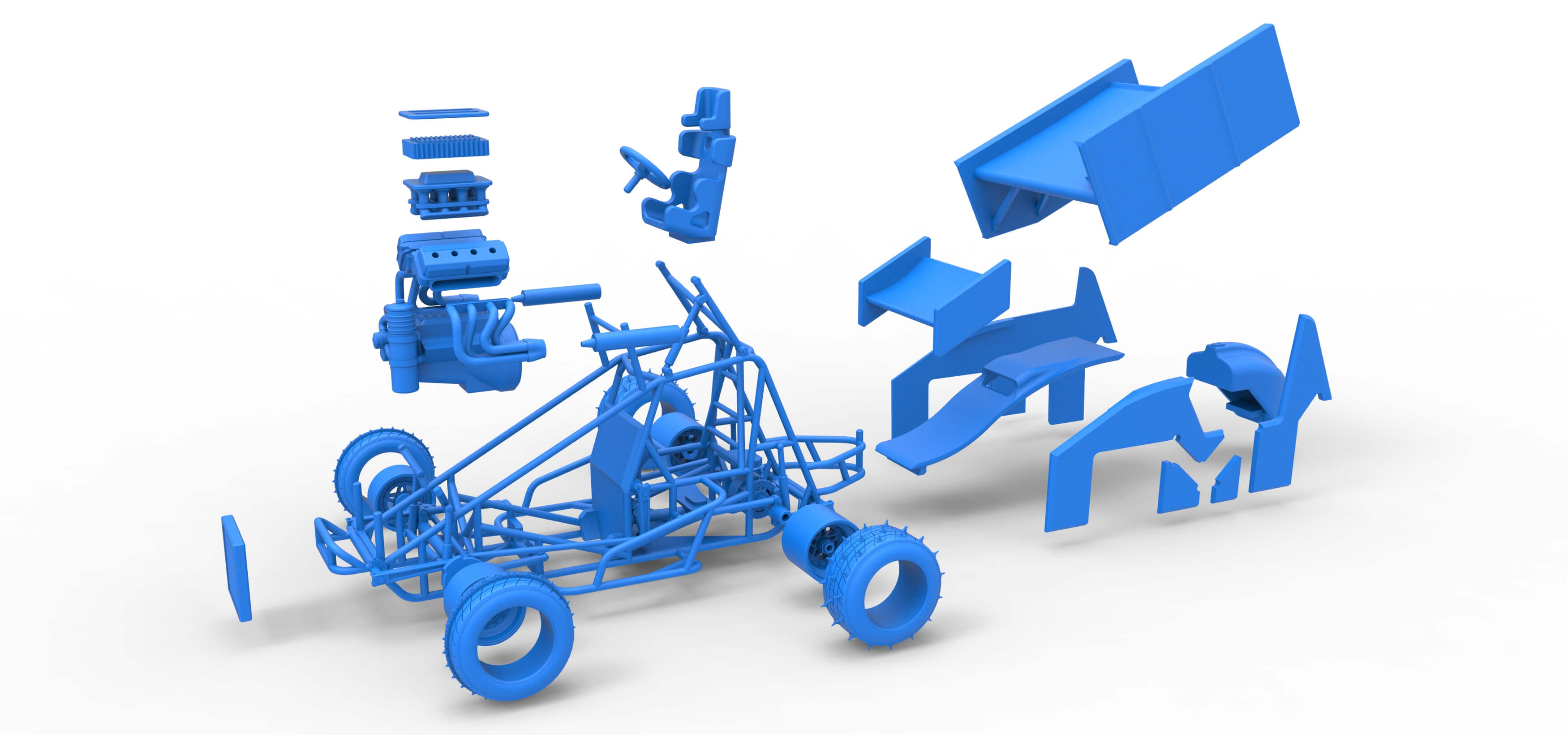 Winged Sprint Car for Ice Scale 1:25 3D Model