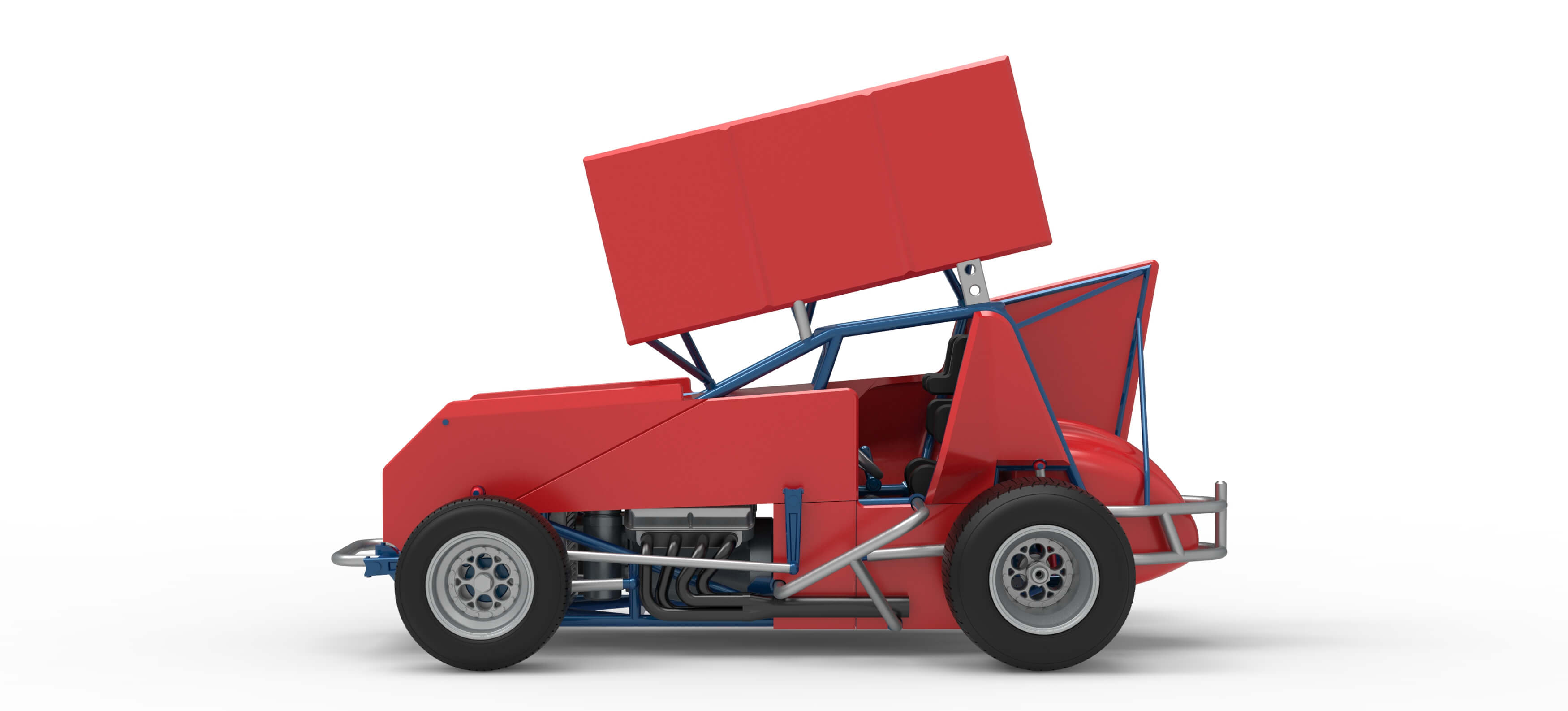 Winged Sprint Car Version 2 Scale 1:25 3D Model